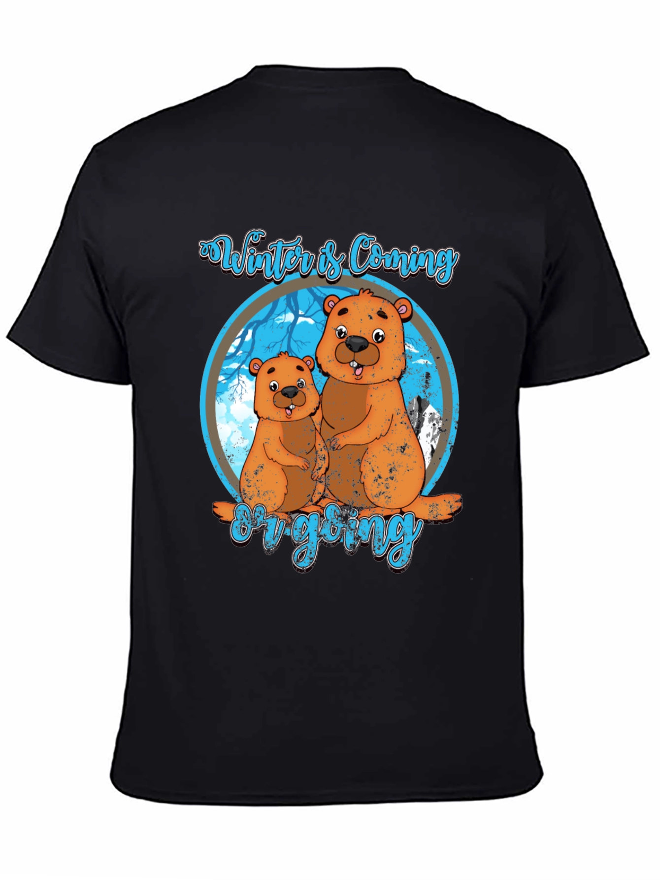 Black Winter is Coming Groundhog T-Shirt view 4