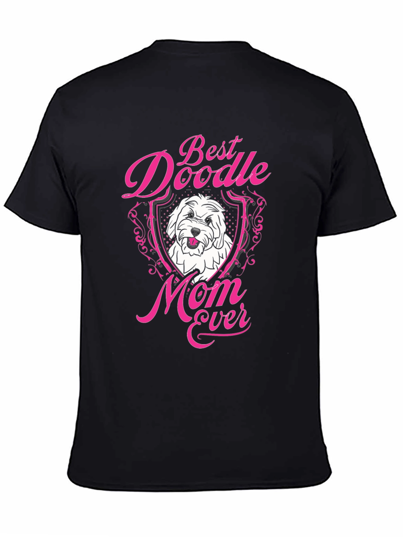 Black Best Doodle Mom Ever Black T-Shirt view 4