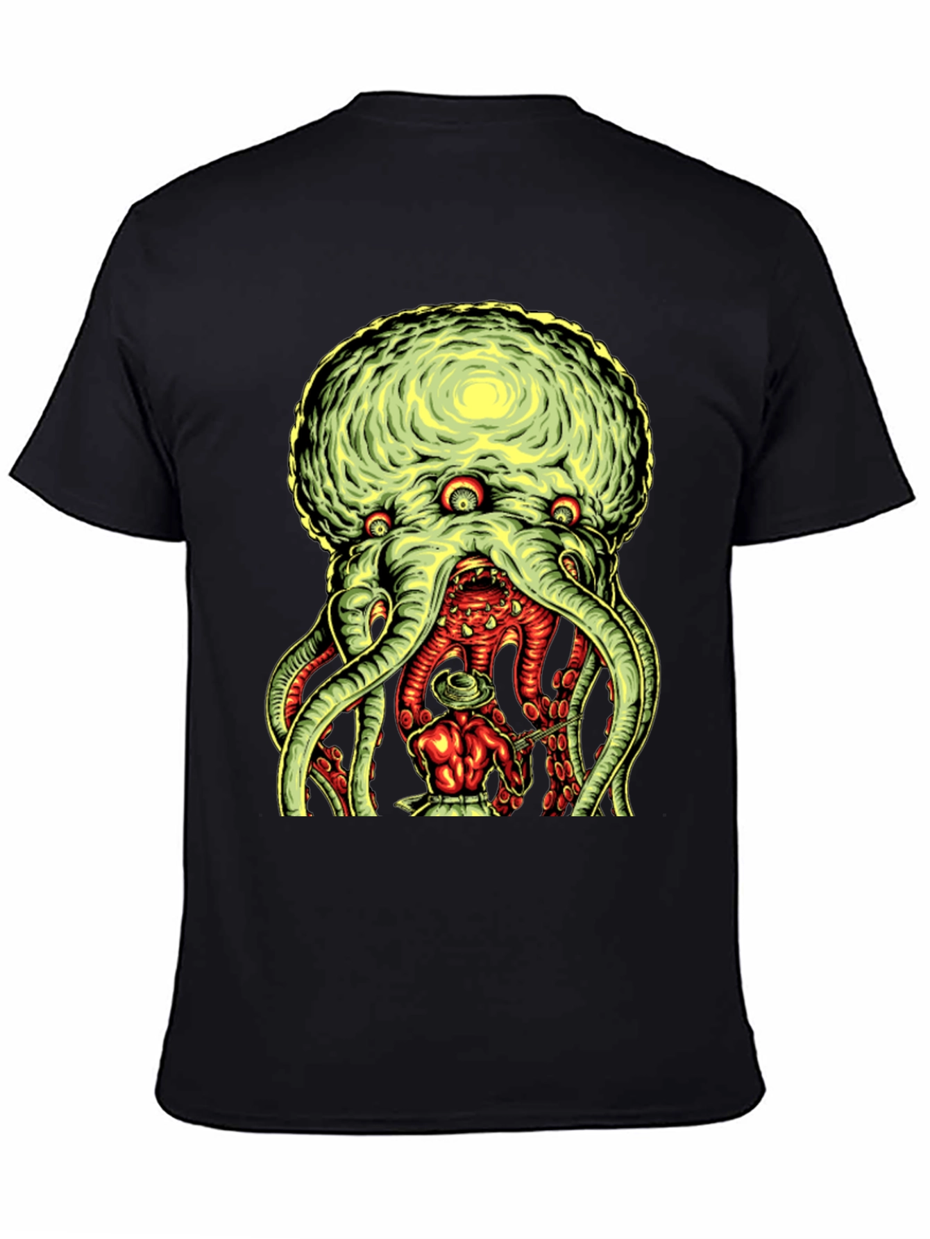 Black Tentacle Monster Graphic Tee - Black Cotton T-Shirt view 4
