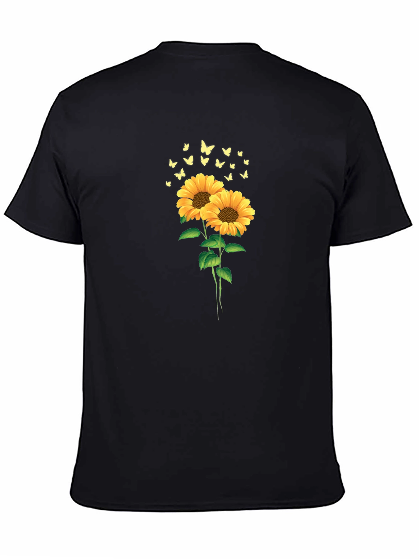 Black Sunflower Butterfly Graphic Tee view 4