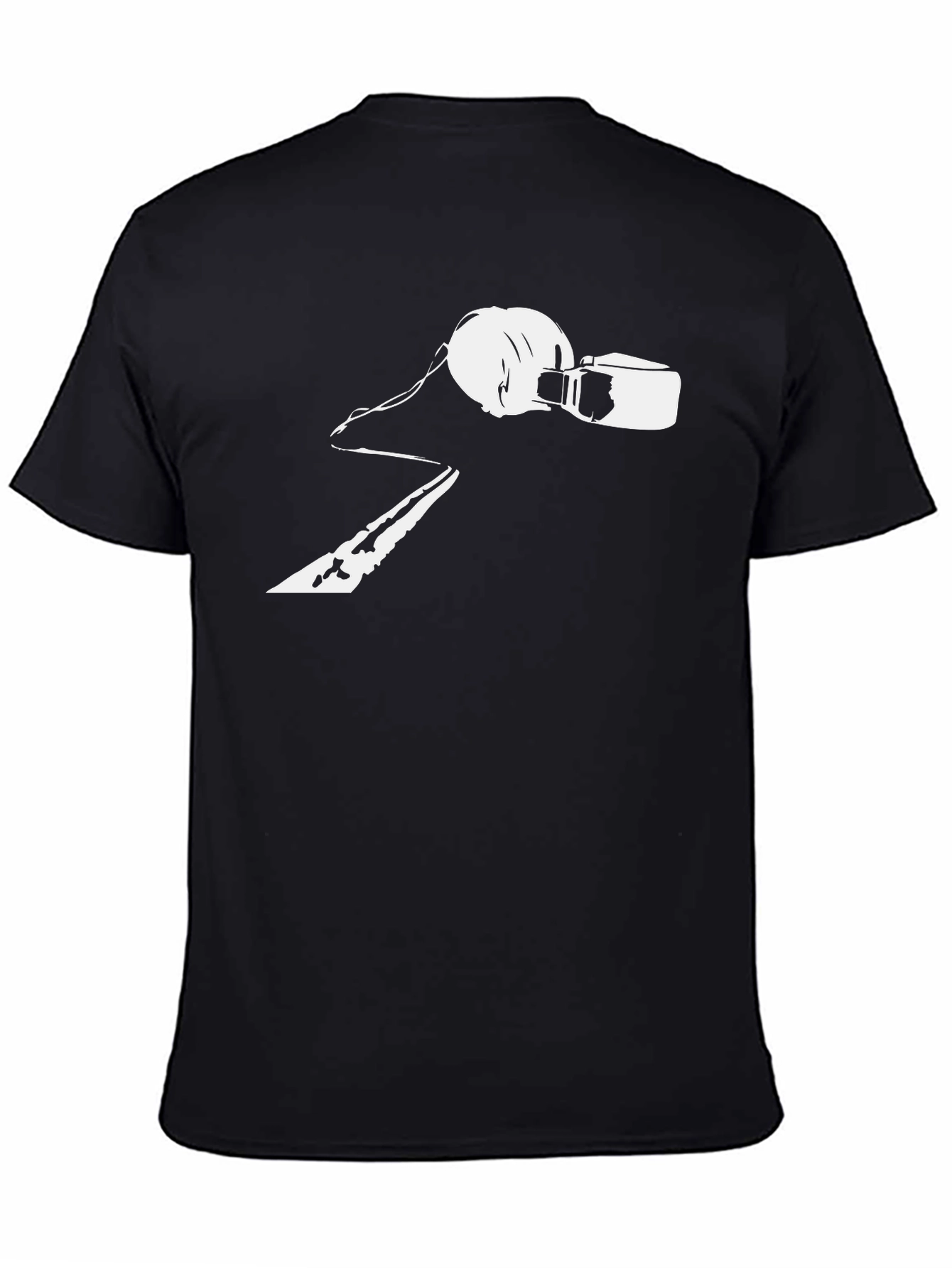 Black Retro Music T-Shirt - DJ Headphones & Cassette Design view 4