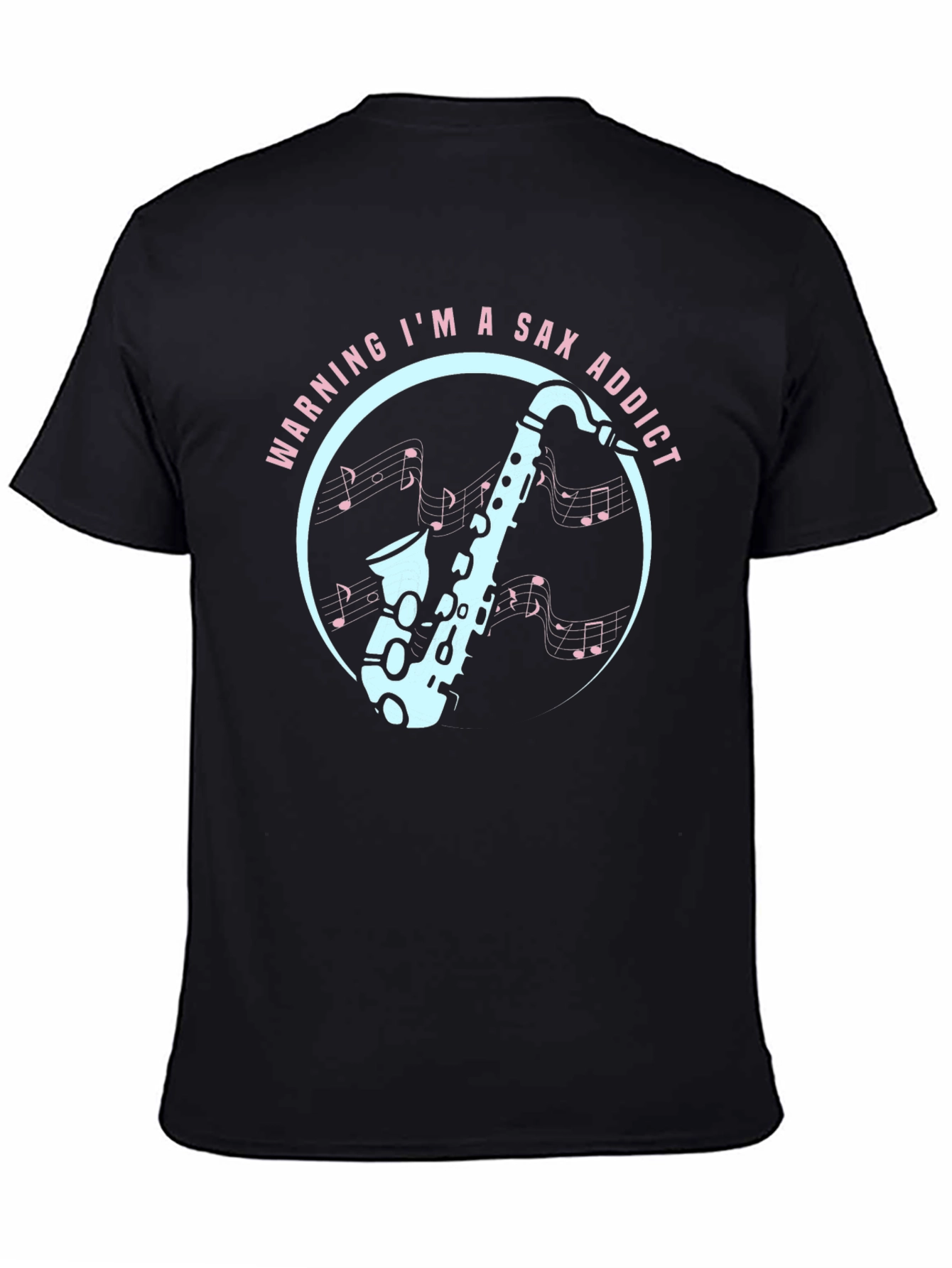 Black Sax Addict Graphic Tee - Musician's Humor T-Shirt view 4