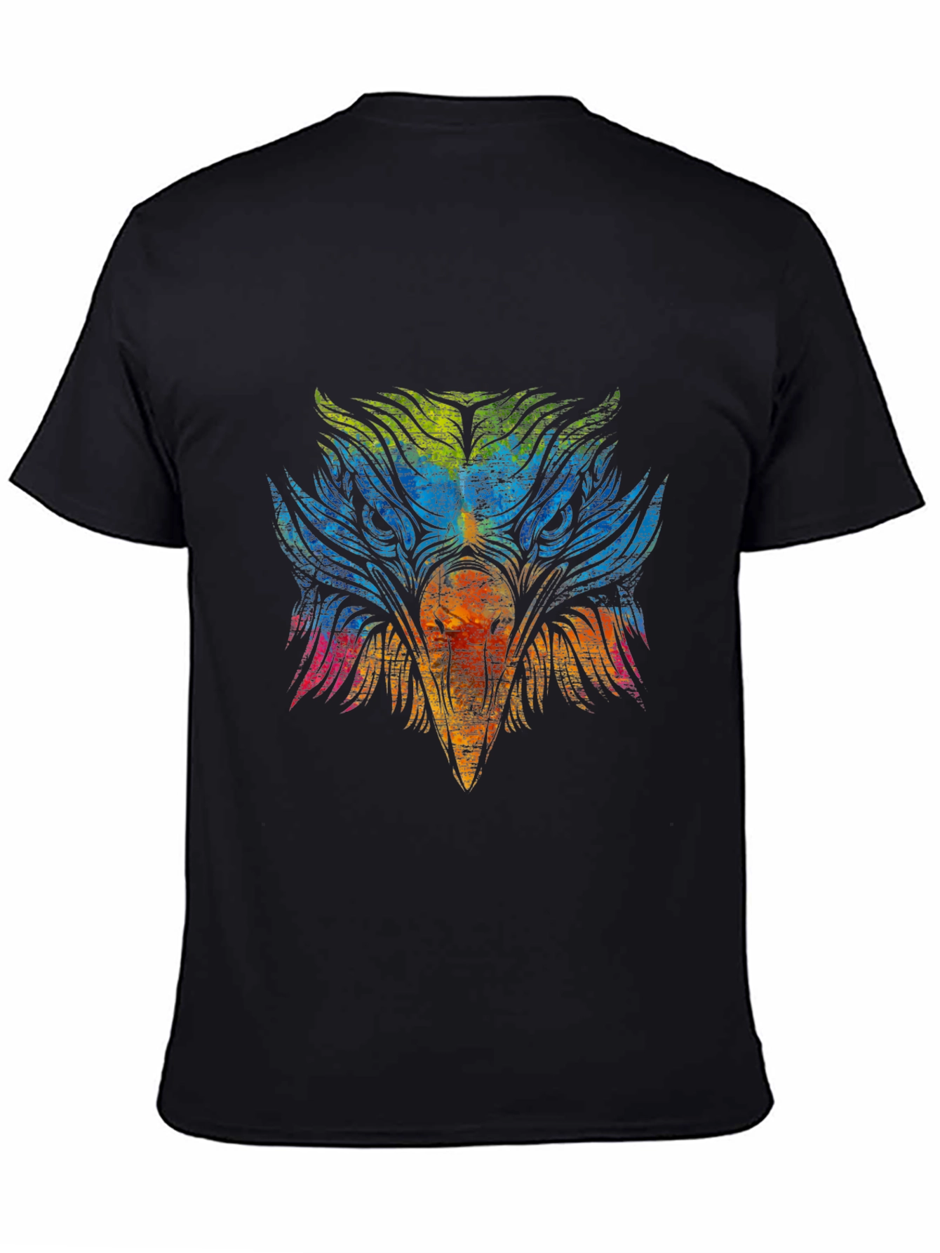 Black Colorful Eagle Graphic T-Shirt view 4