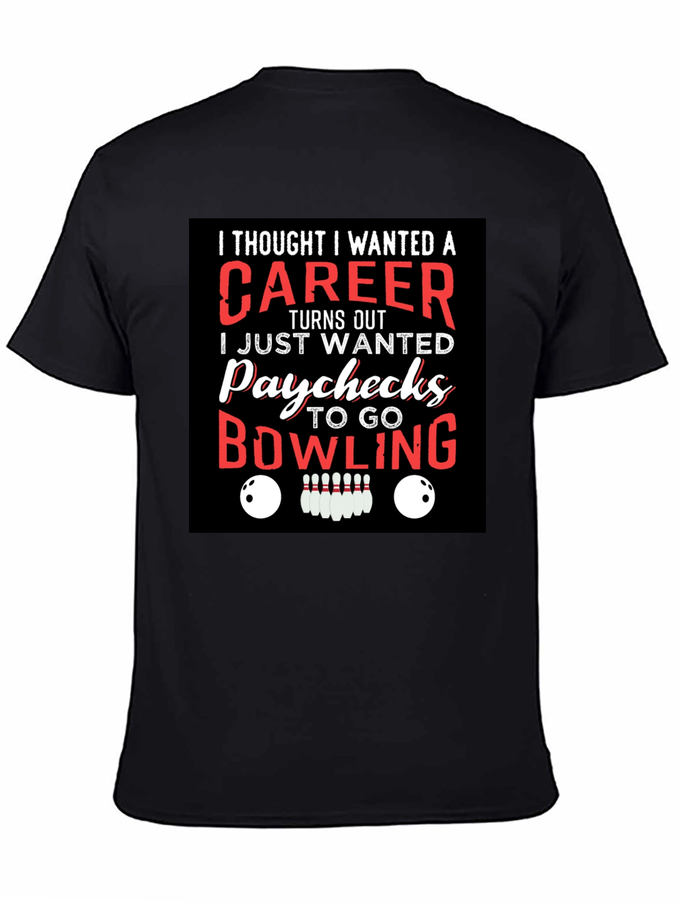 Black Bowling Paychecks Graphic T-Shirt view 4