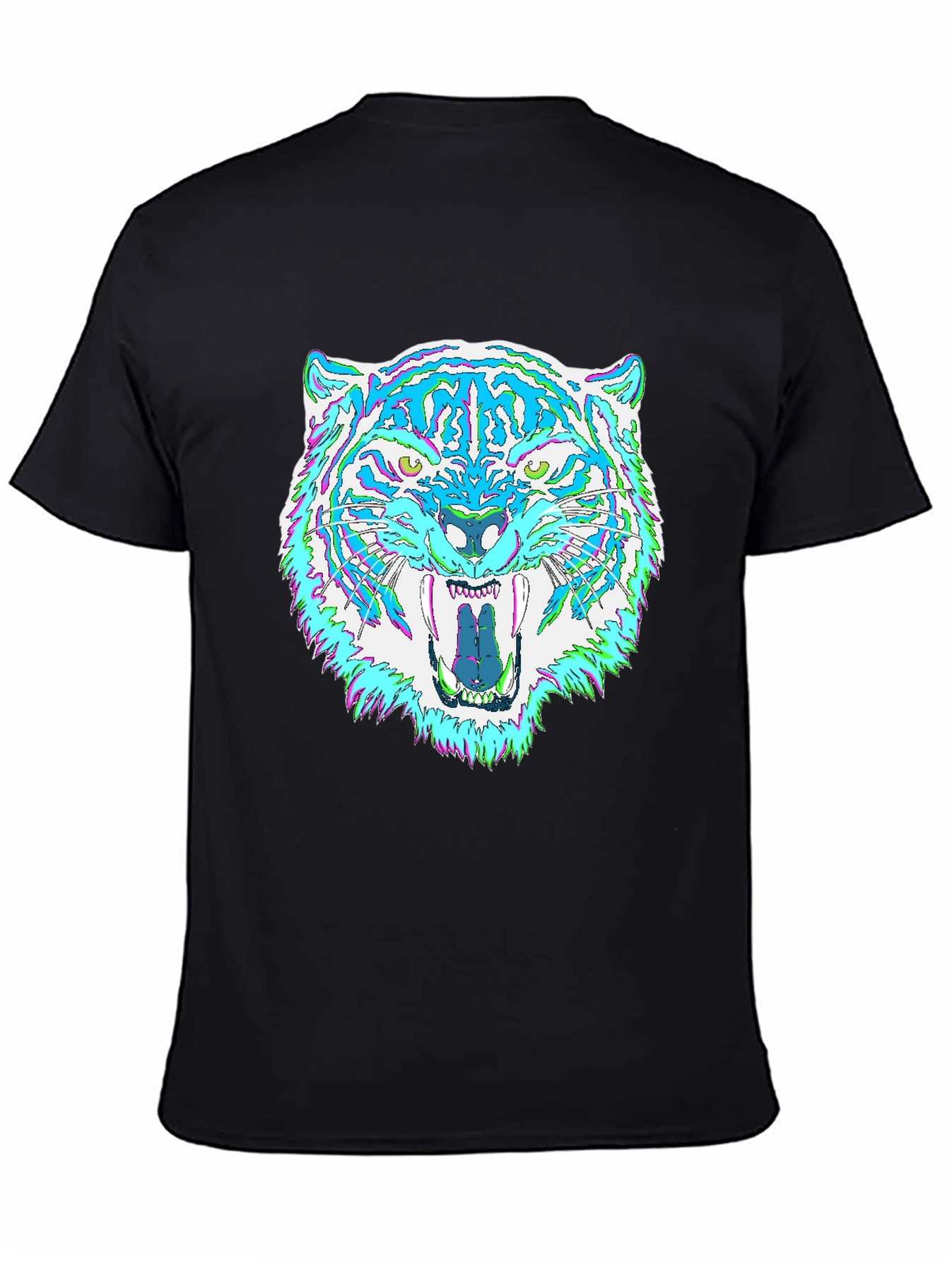 Black Psychedelic Tiger Graphic Tee - Men's Black T-Shirt view 4