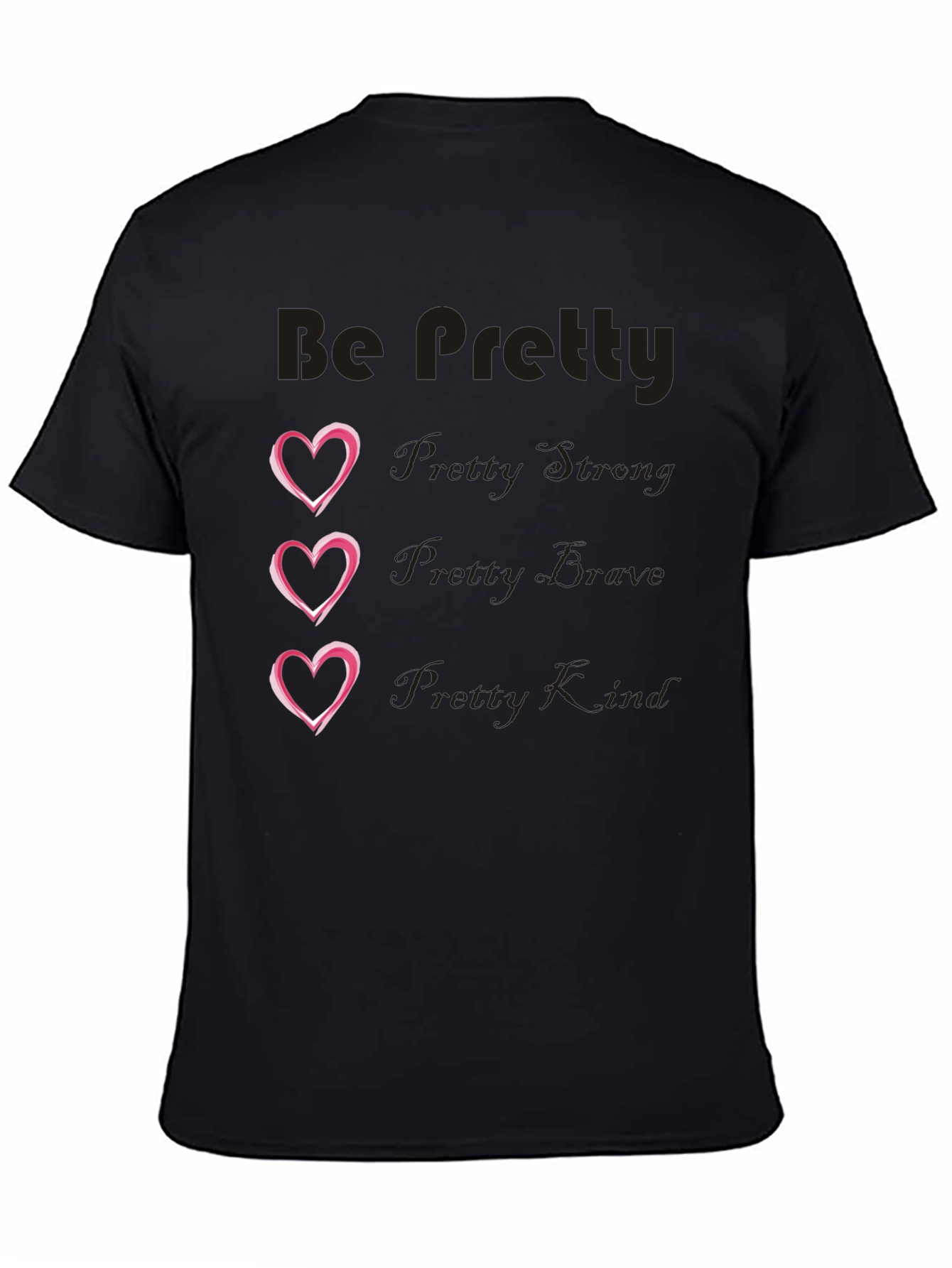 Black Be Pretty Heart Tee - Black Cotton Blend view 4