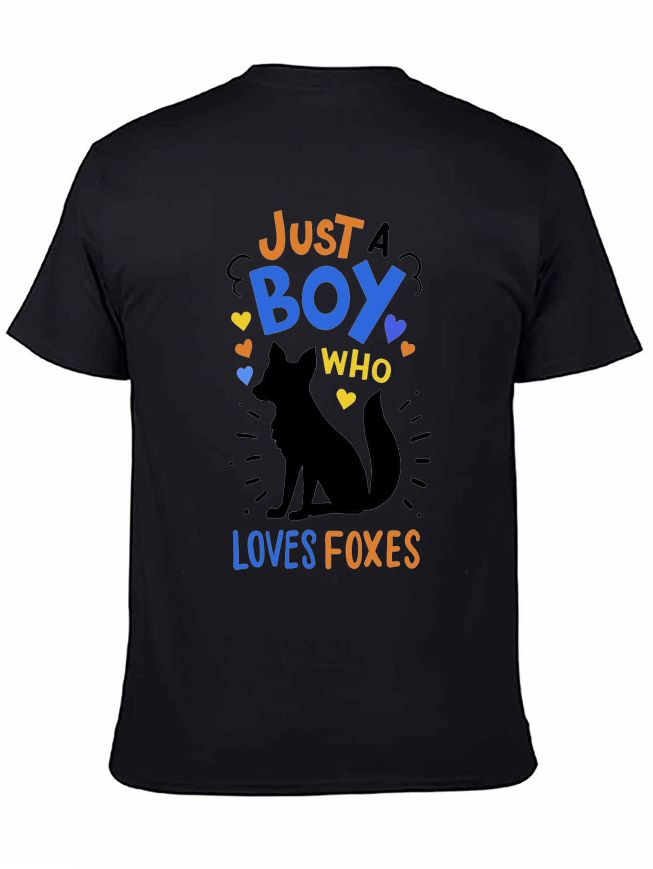 Black Just A Boy Who Loves Foxes T-Shirt view 4
