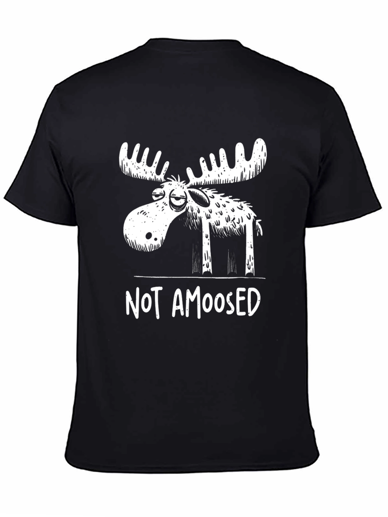 Black Not Amoosed T-Shirt - Funny Moose Graphic Tee view 4