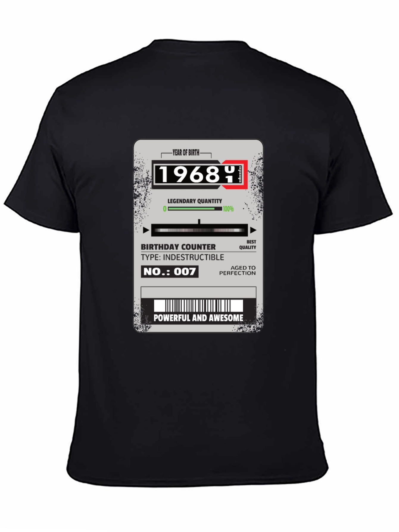Black 1968 Birthday T-Shirt: Powerful & Awesome view 4