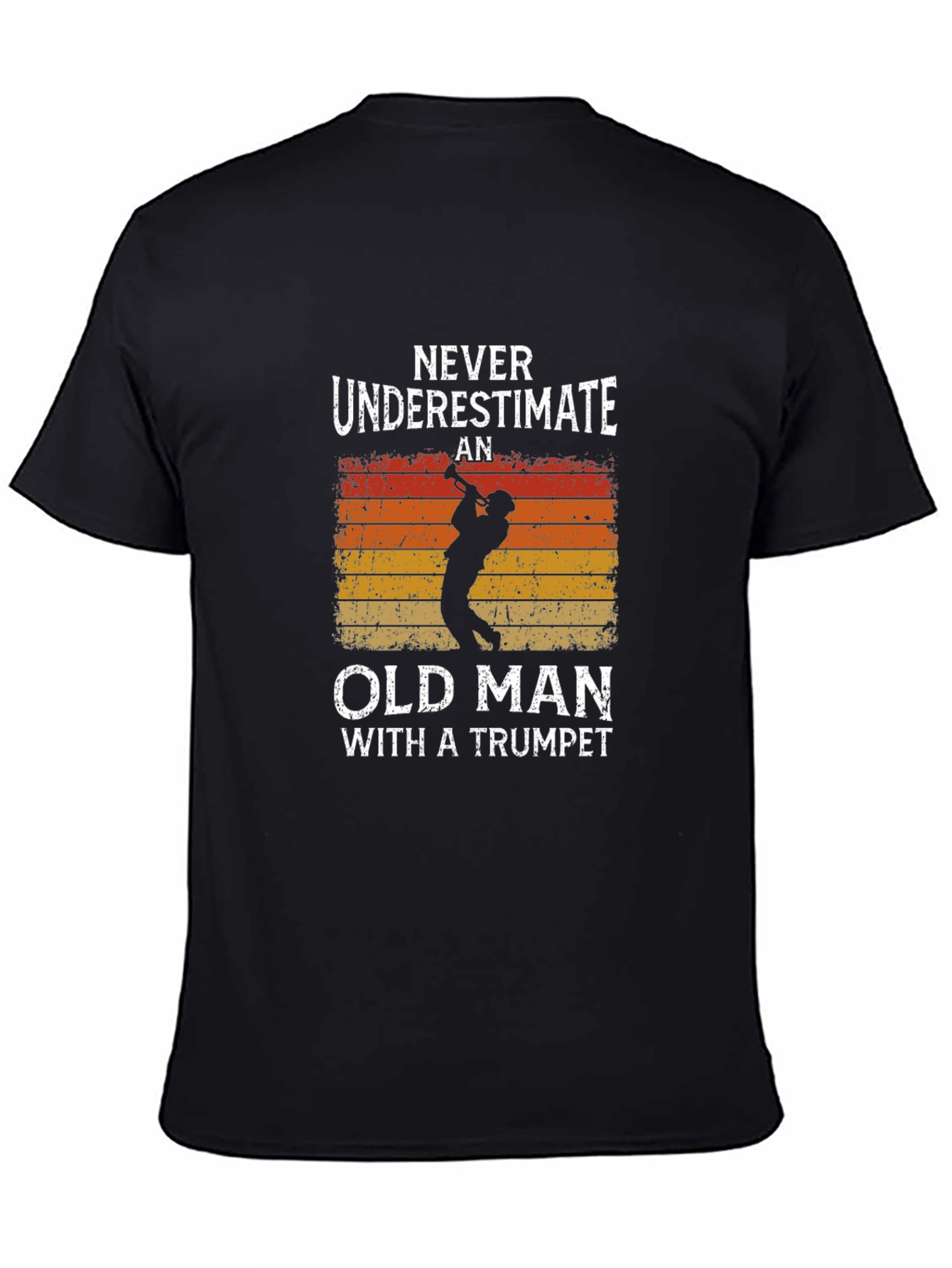 Black Old Man Trumpet T-Shirt - Music Lover Tee view 4