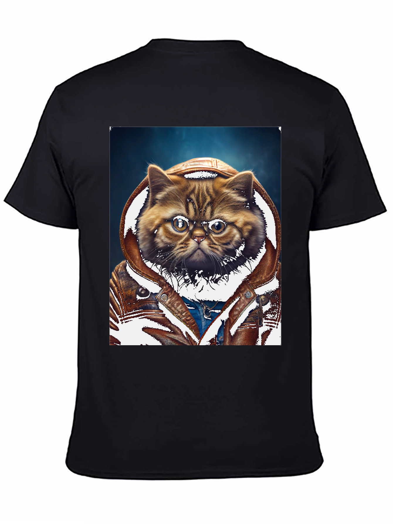 Black Cool Cat in Hoodie T-Shirt view 4