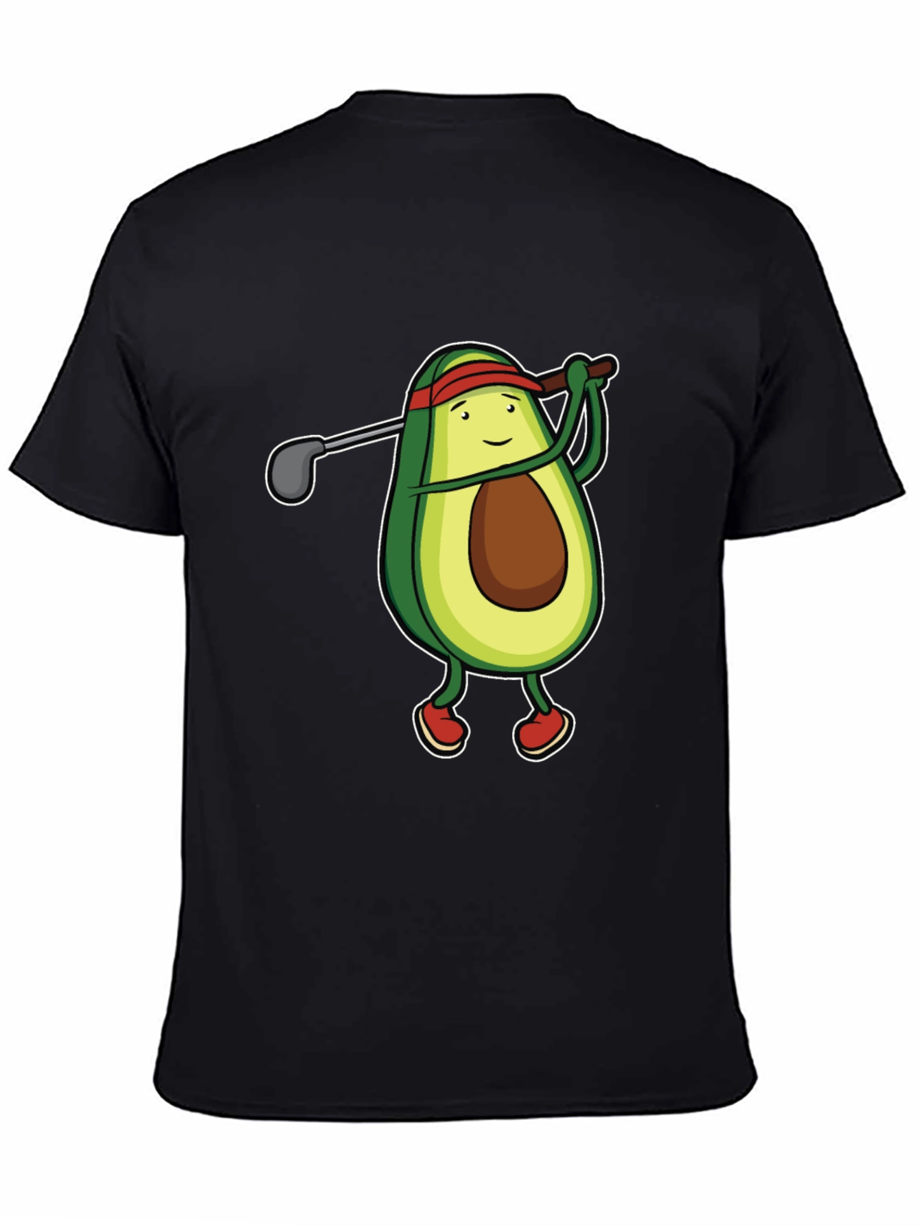Black Avocado Golfer Funny Black T-Shirt view 4