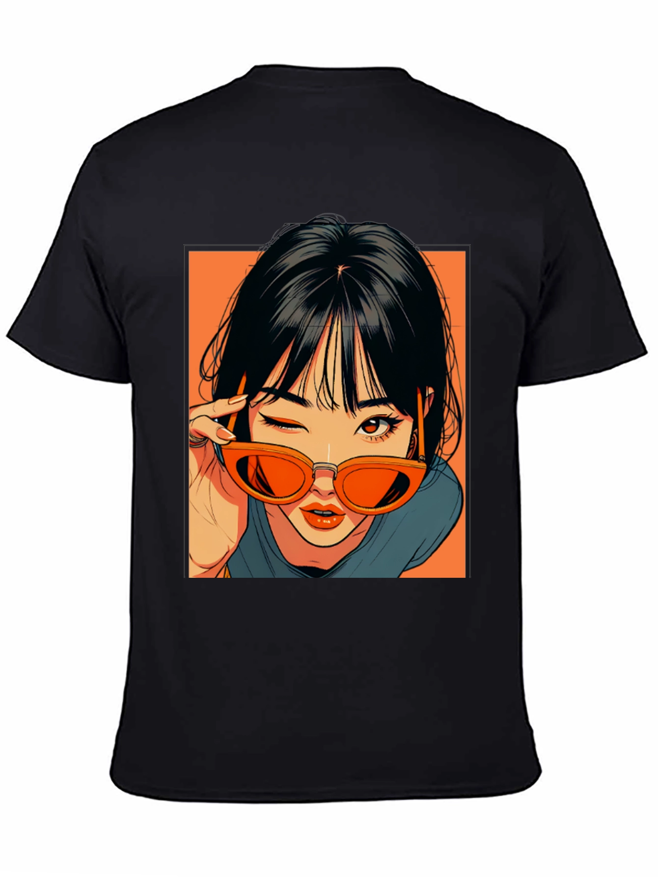 Black Anime Girl Graphic Tee - Retro Style view 4