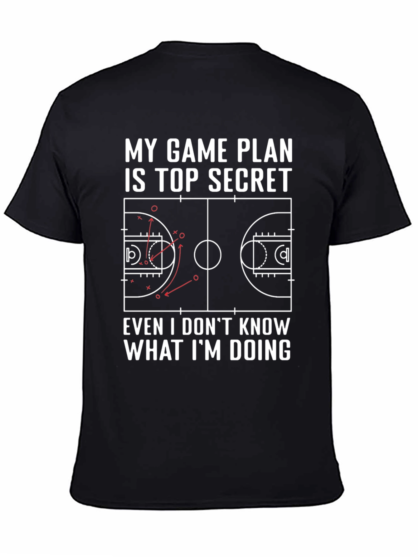 Black Funny Basketball Game Plan T-Shirt view 4