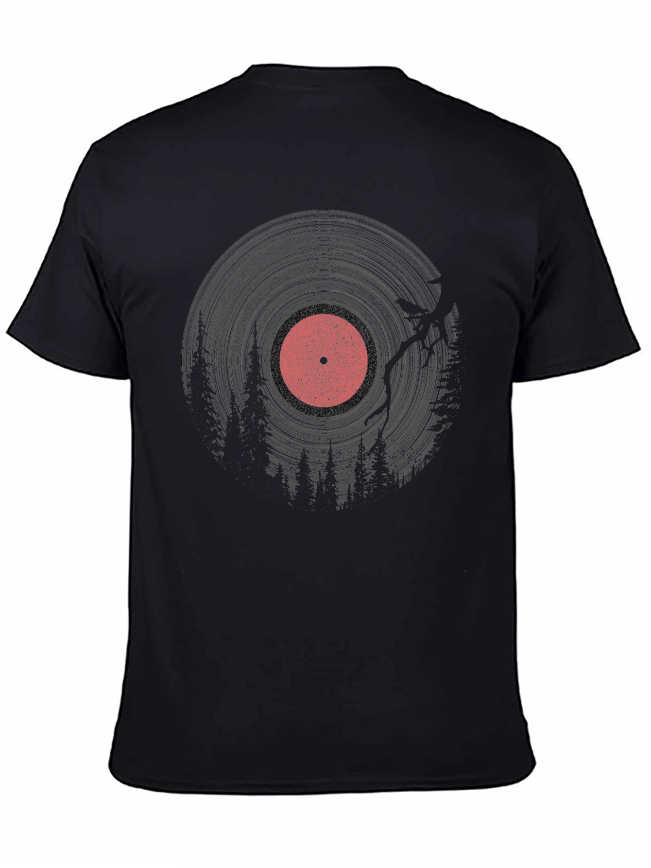 Black Retro Vinyl Record Graphic T-Shirt - Black view 4