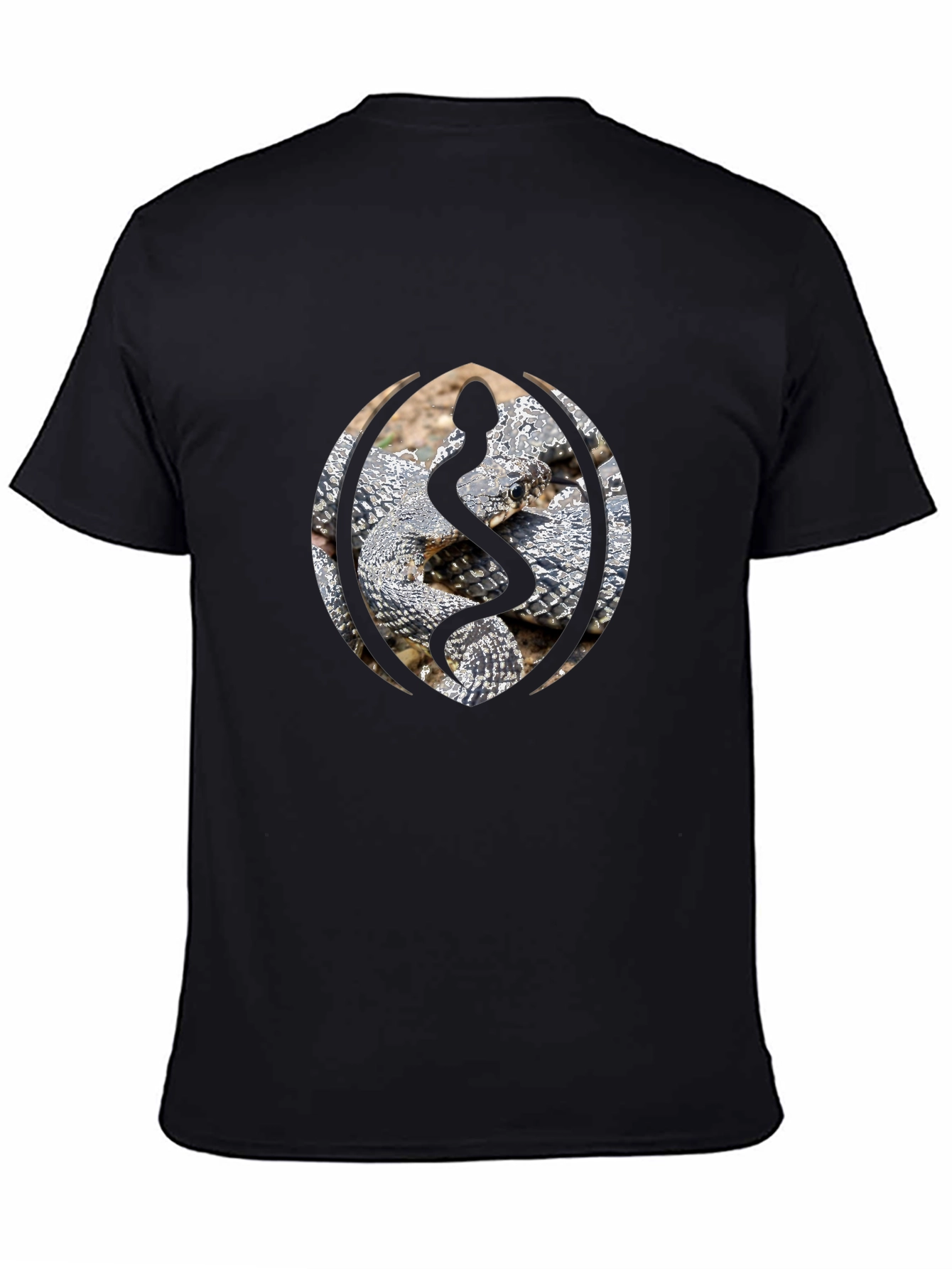 Black Snake Design Black Cotton T-Shirt view 4
