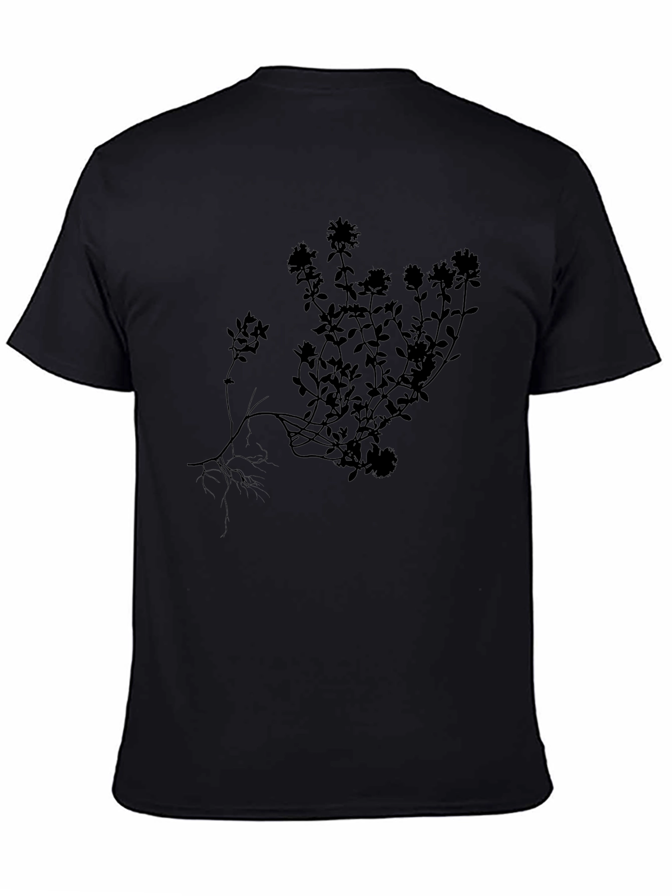 Black Botanical Silhouette Black T-Shirt view 4