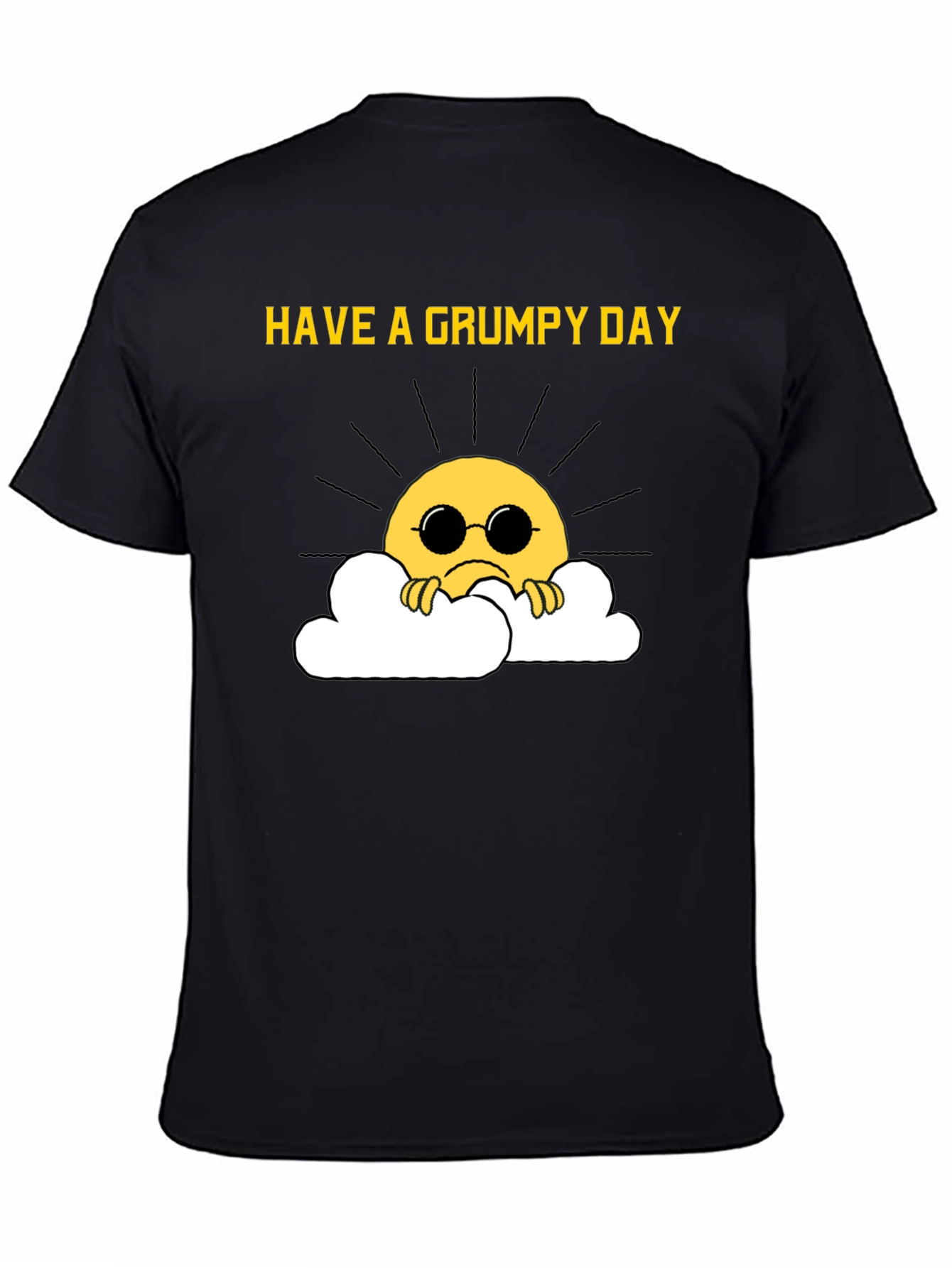 Black Grumpy Sun T-Shirt - Funny Graphic Tee view 4