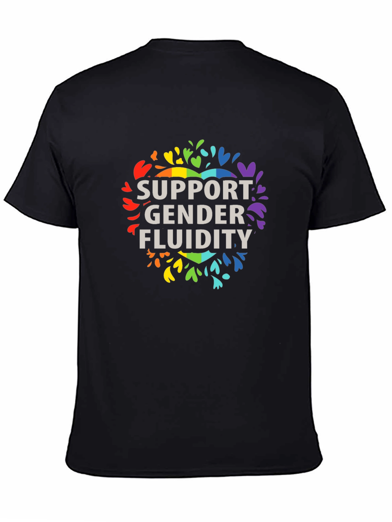 Black Support Gender Fluidity Pride T-Shirt view 4