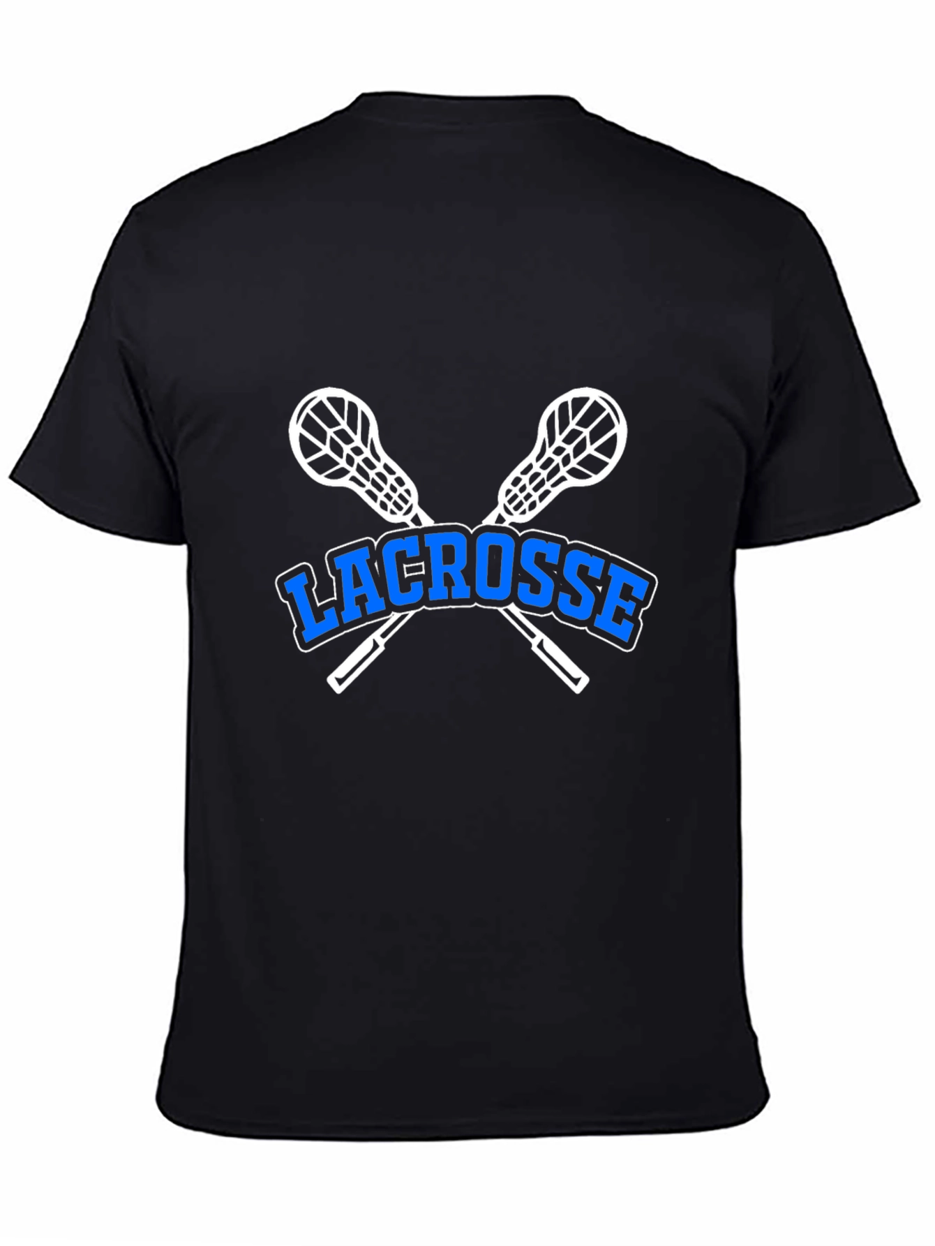 Black Lacrosse T-Shirt - Crossed Sticks Graphic view 4