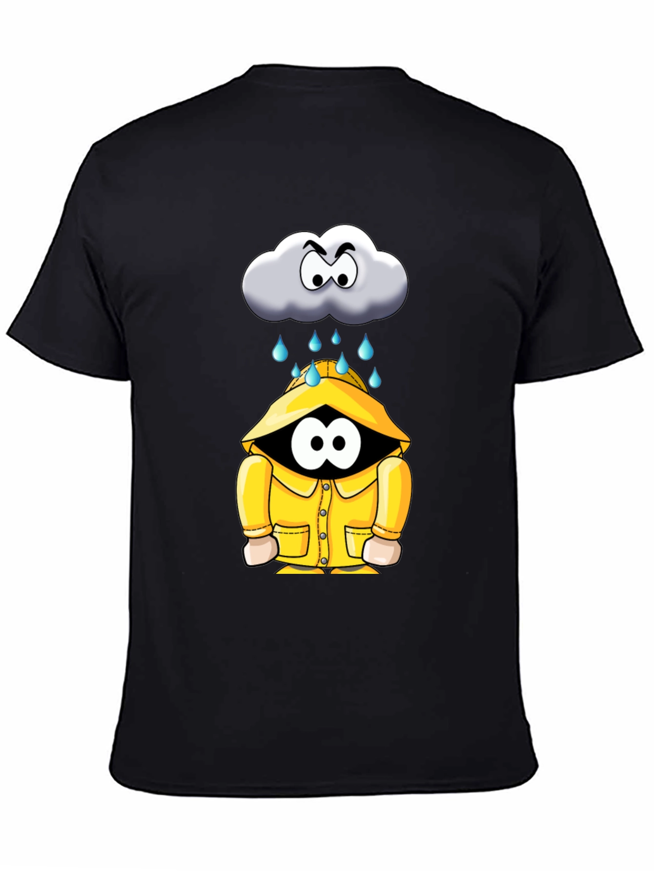 Black Rain Cloud Cartoon Graphic Tee view 4
