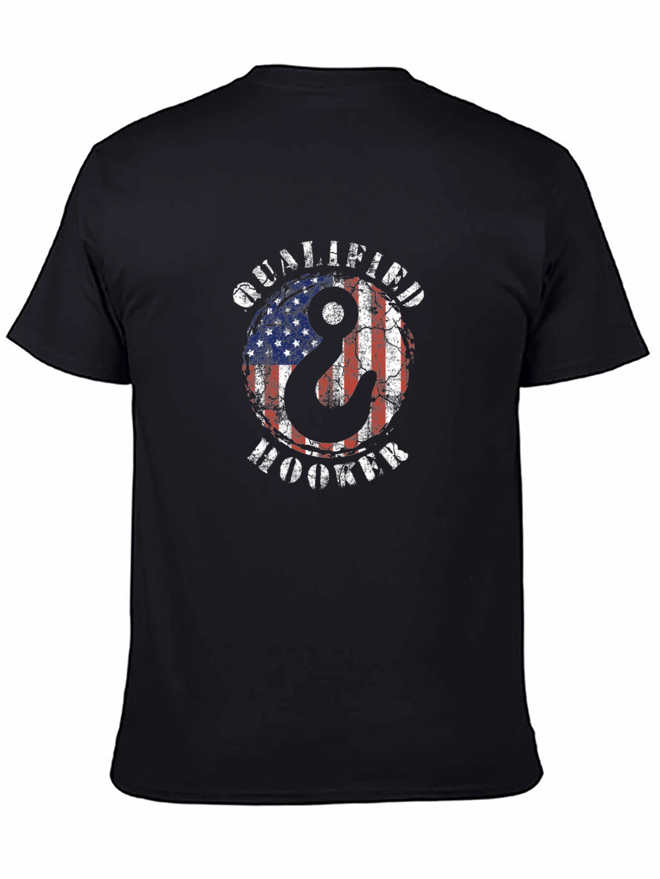 Black Qualified Hooker USA Flag Graphic T-Shirt view 4