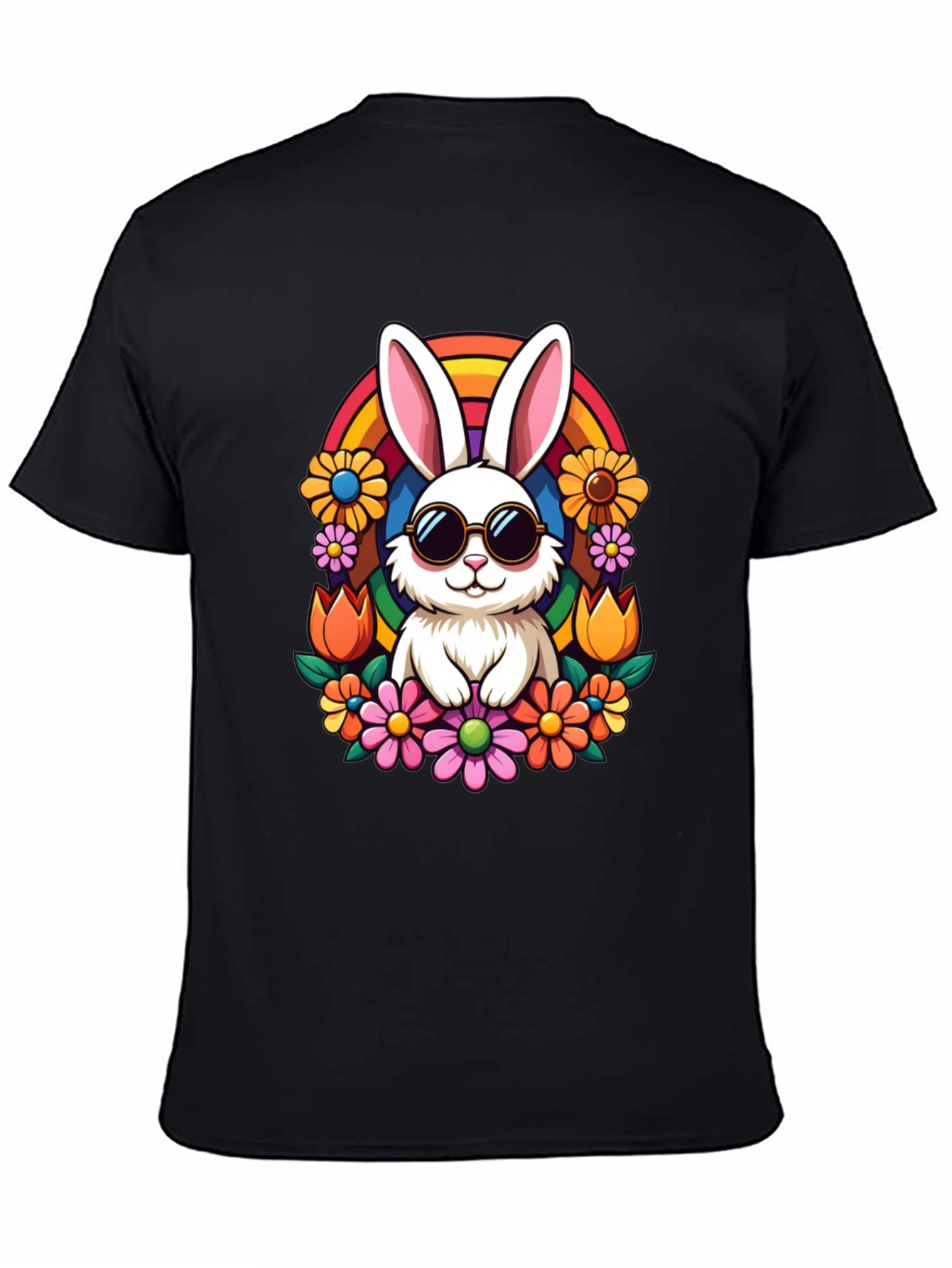 Black Cool Bunny Rainbow Tee view 4