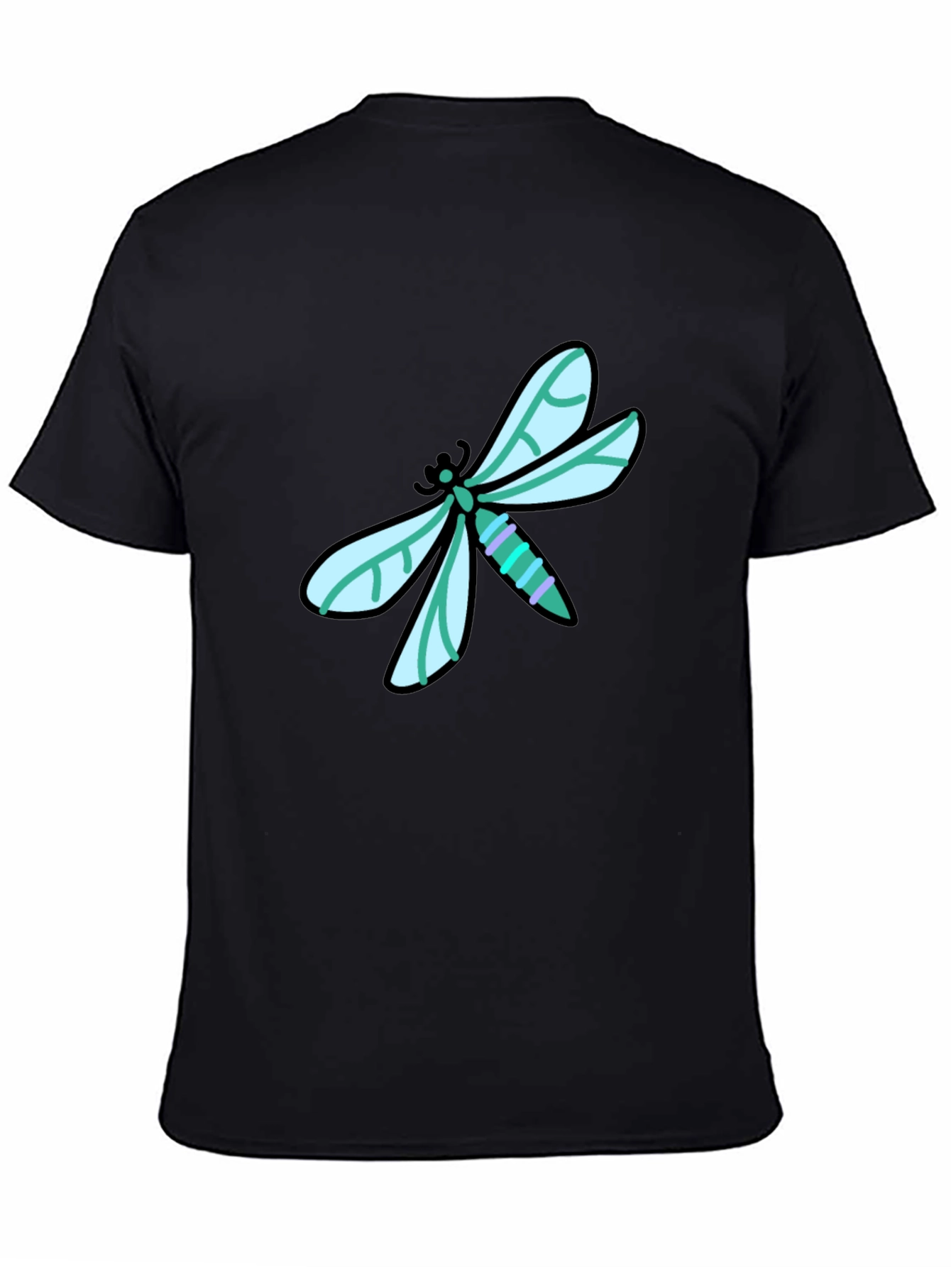 Black Dragonfly Graphic Tee - Black Cotton T-Shirt view 4