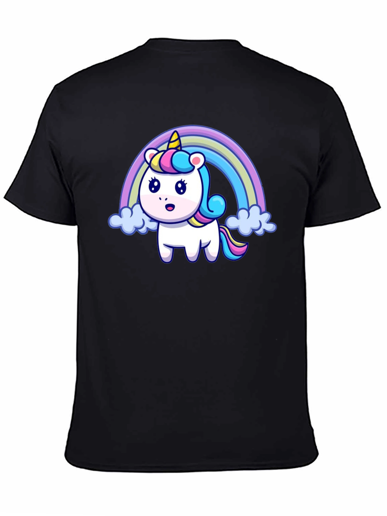 Black Rainbow Unicorn Graphic T-Shirt view 4
