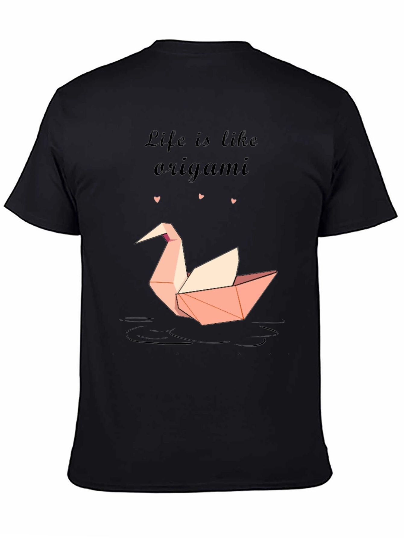 Black Origami Swan Graphic Tee - Life is Like Origami view 4