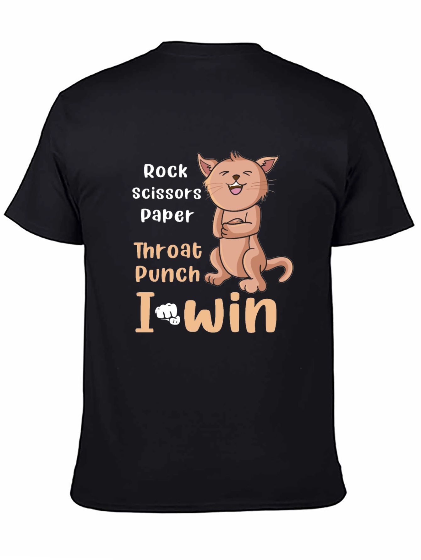 Black Rock, Paper, Scissors Funny Cat Graphic T-Shirt view 4