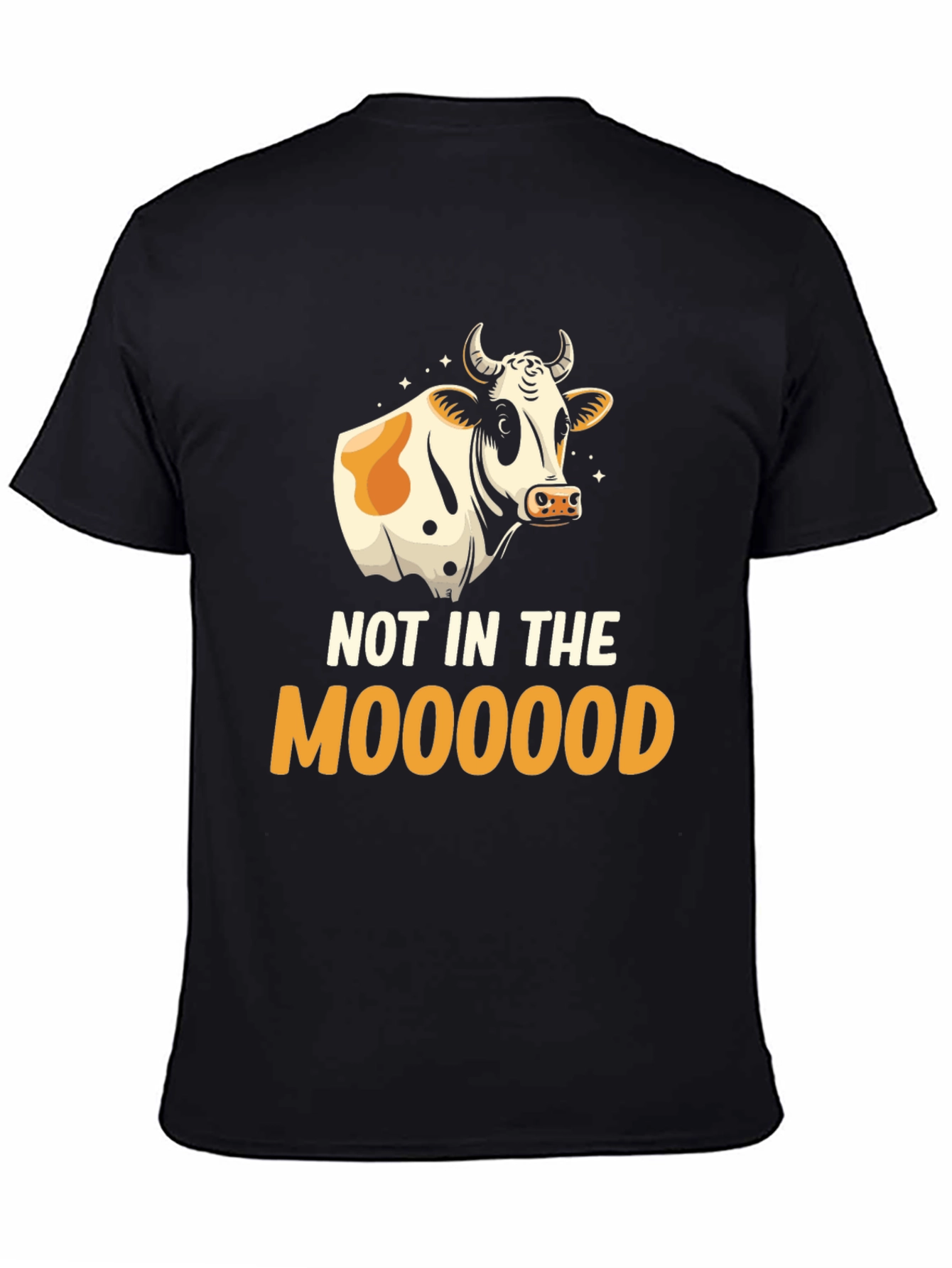 Black Not In The Moooood T-Shirt - Funny Cow Graphic Tee view 4