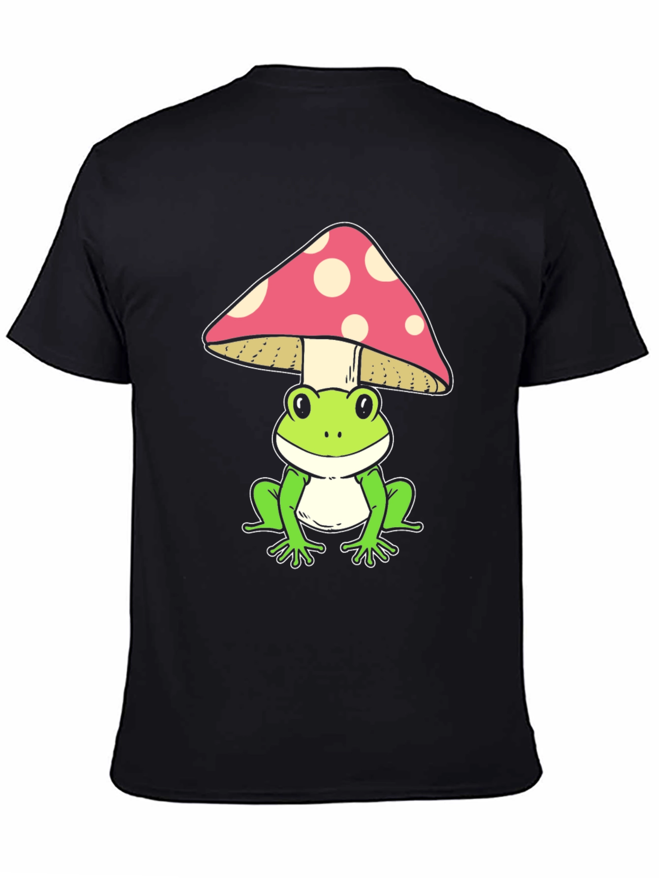 Black Frog Under Mushroom Graphic Tee - Black view 4