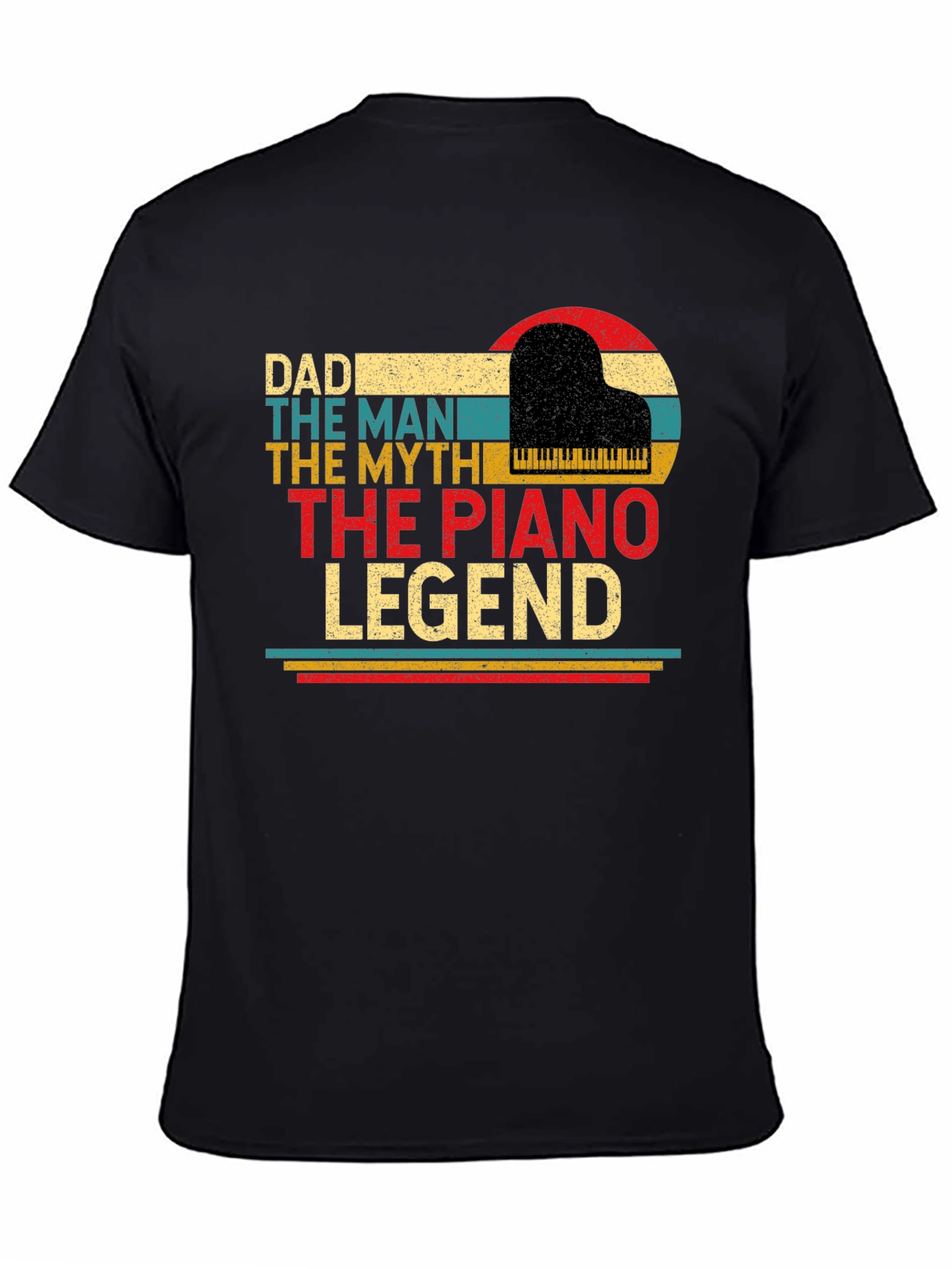 Black Dad Piano Legend T-Shirt - The Man, The Myth view 4