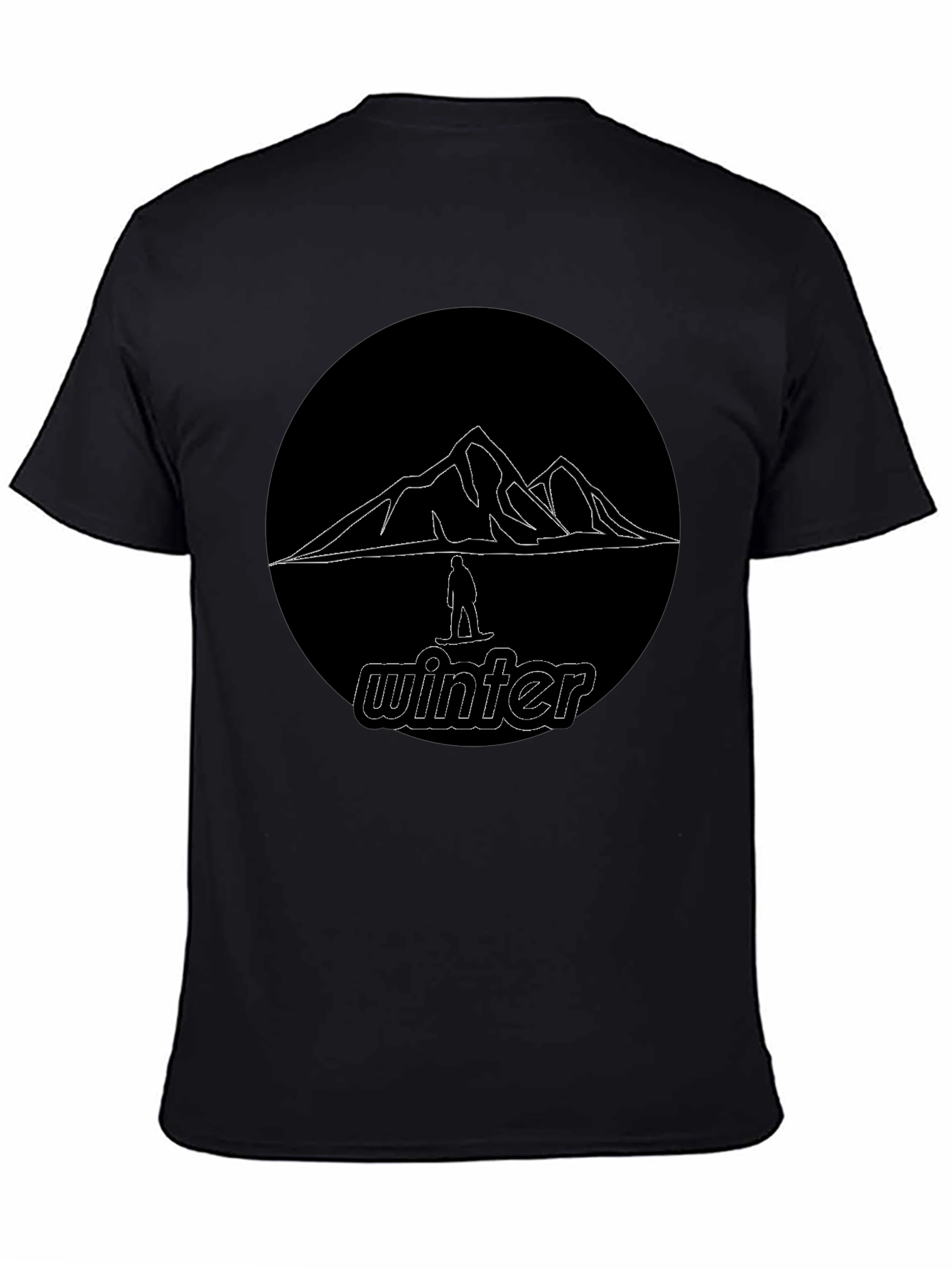 Black Black Winter Mountain Graphic T-Shirt view 4