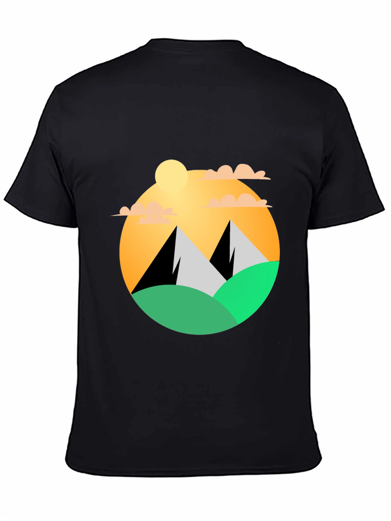 Black Mountainscape Graphic Tee - Black Cotton Blend view 4
