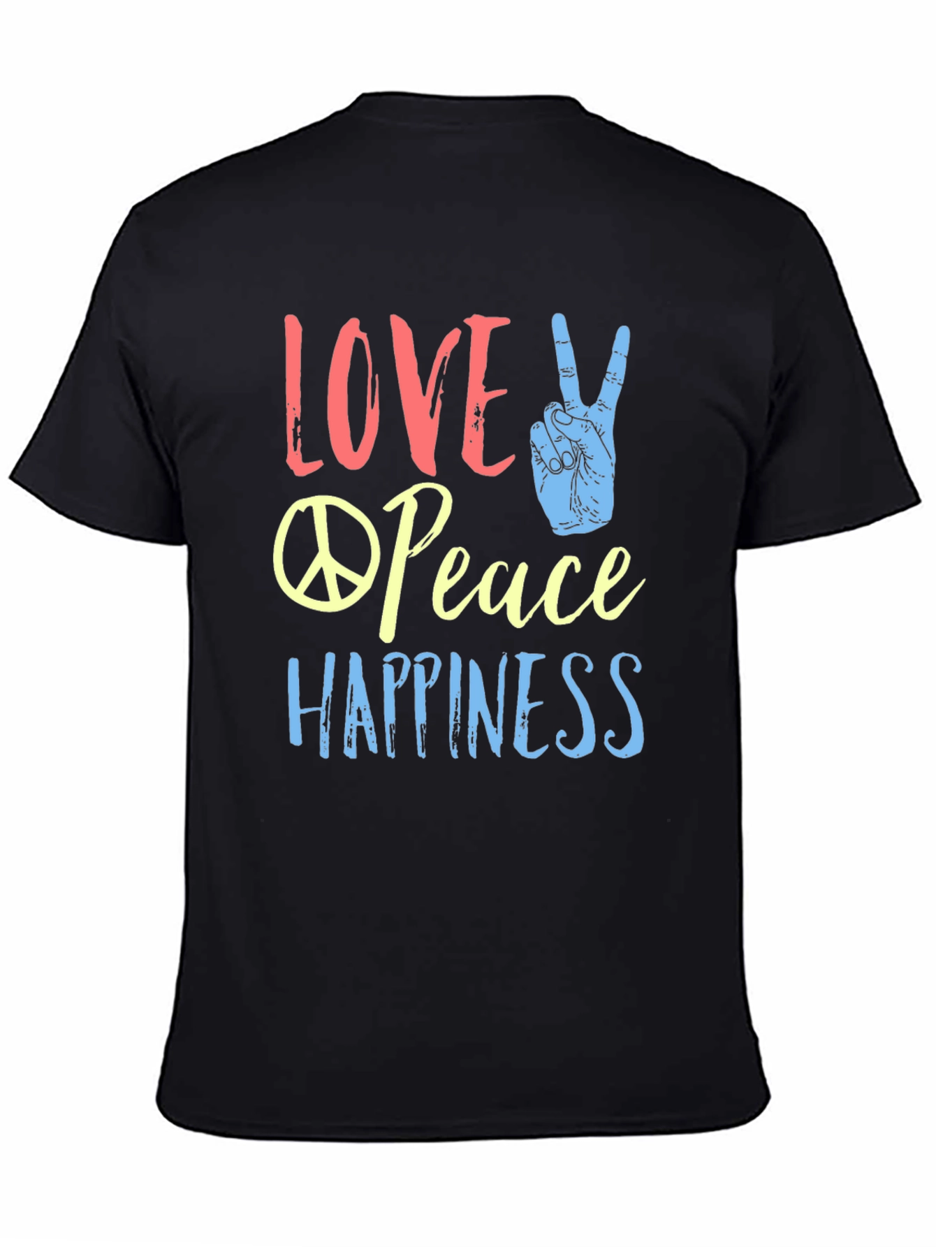 Black Love Peace Happiness Graphic T-Shirt view 4