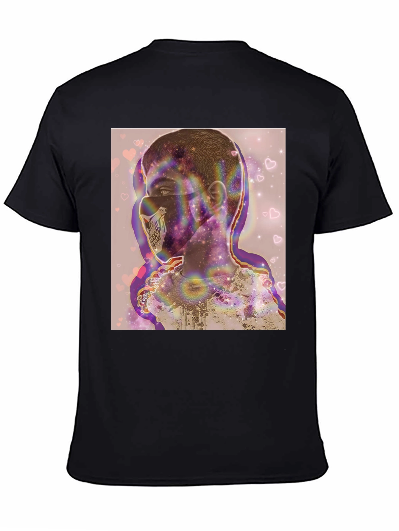 Black Psychedelic Skull Mask Graphic Tee view 4