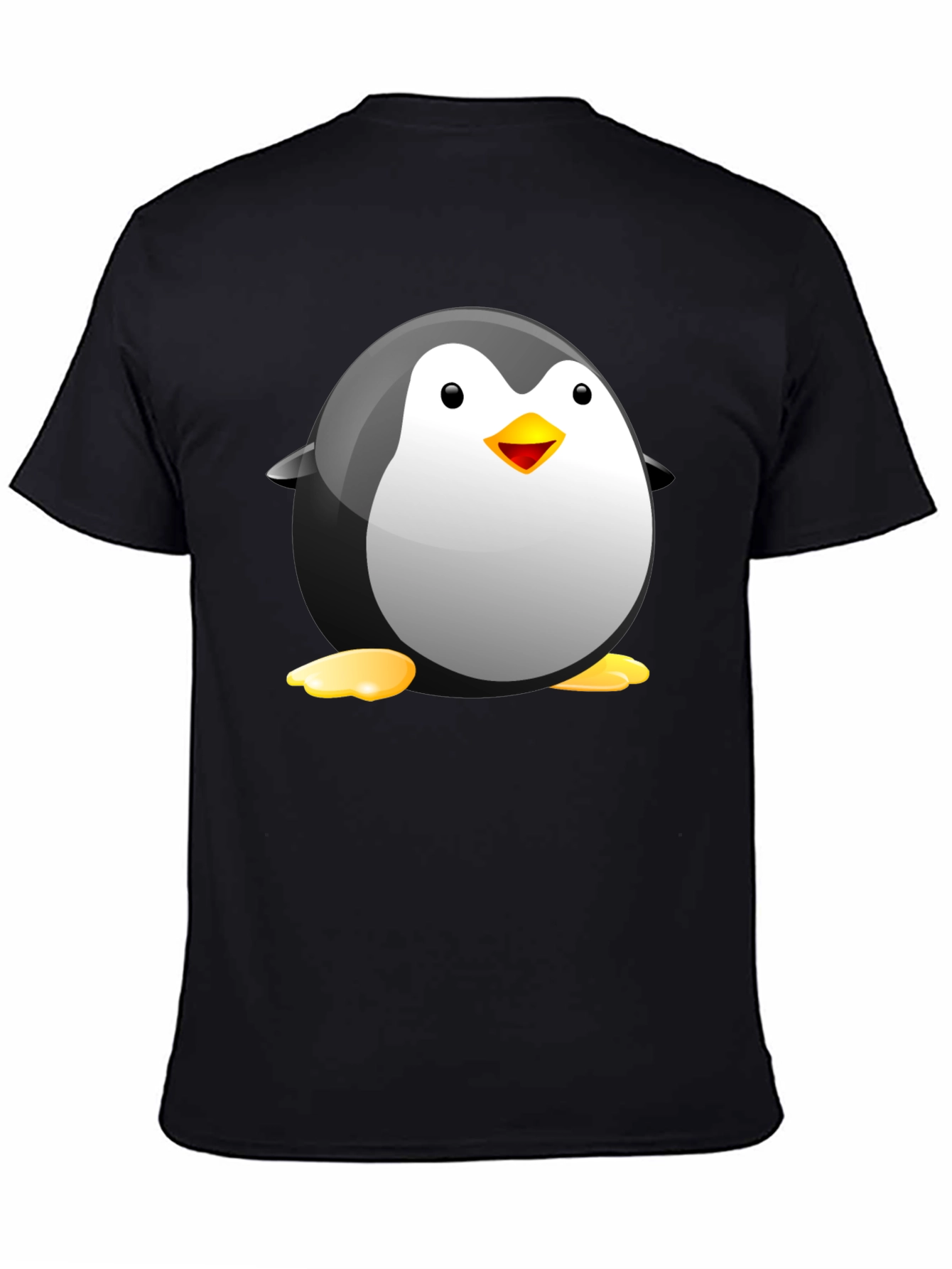 Black Cartoon Penguin Graphic Tee - Soft Cotton Blend view 4