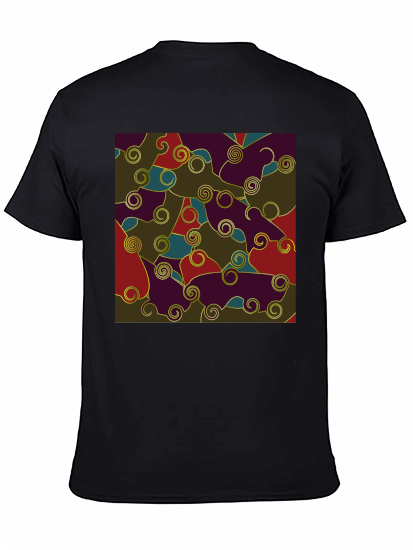 Black Abstract Pattern Black T-Shirt view 4