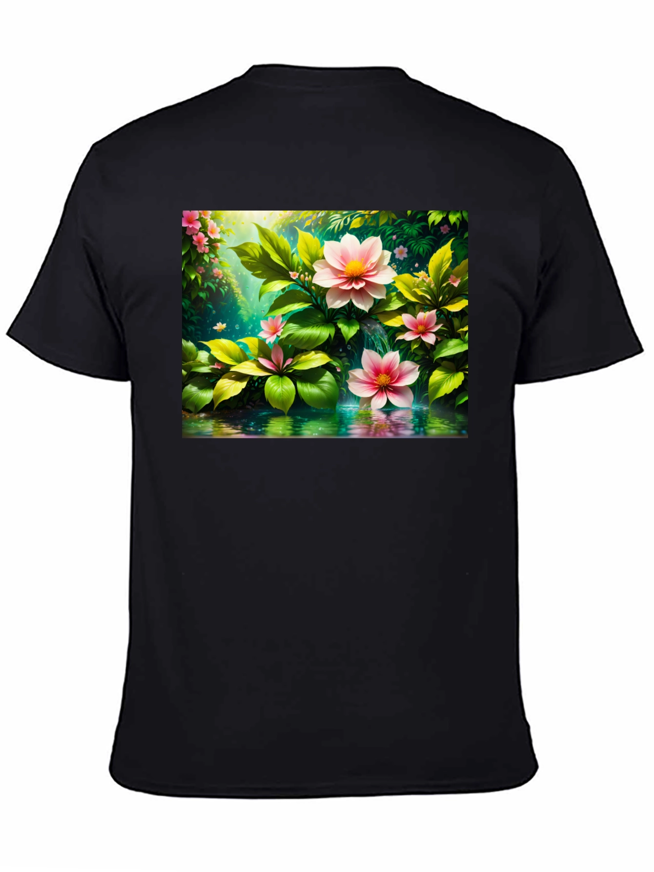 Black Floral Bloom T-Shirt - Nature Inspired Tee view 4