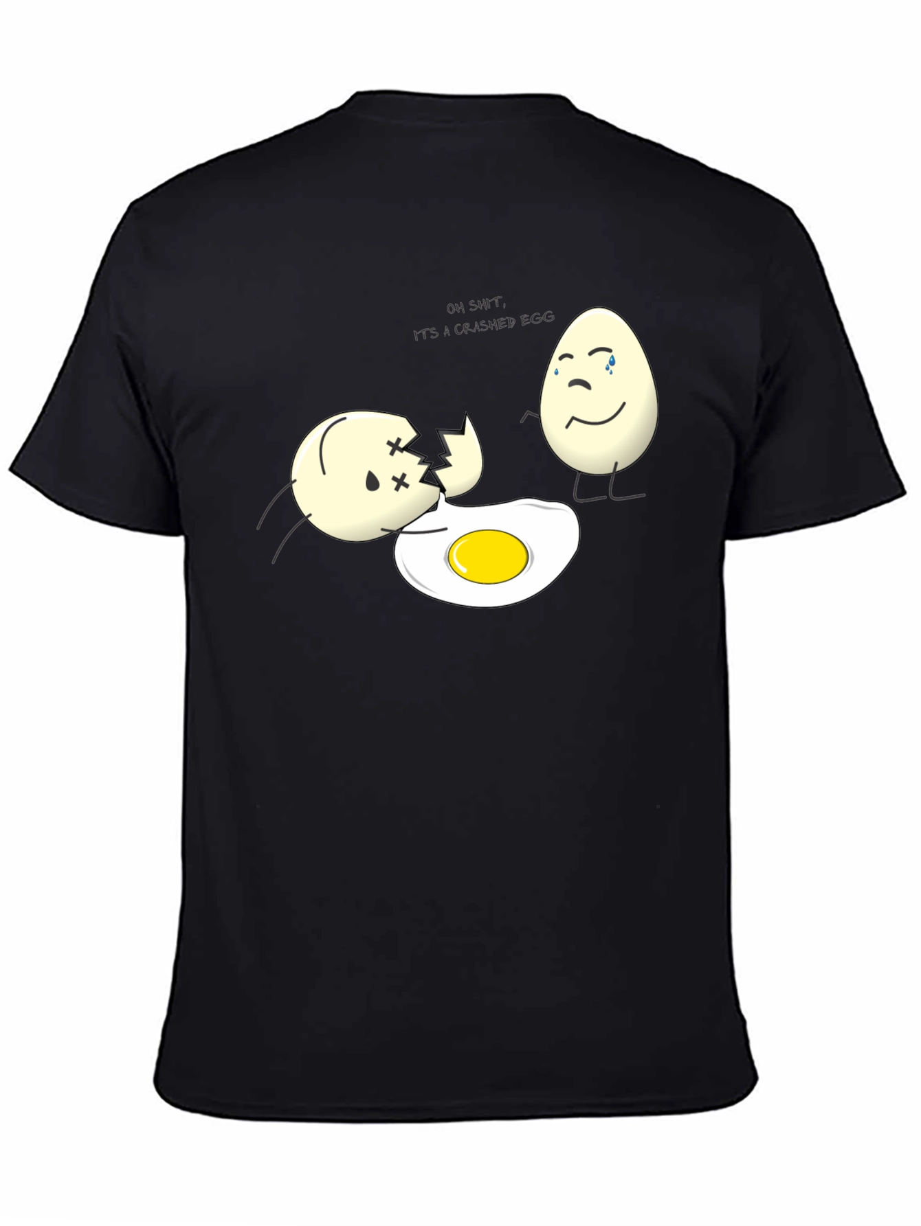 Black Cracked Egg Humor T-Shirt view 4