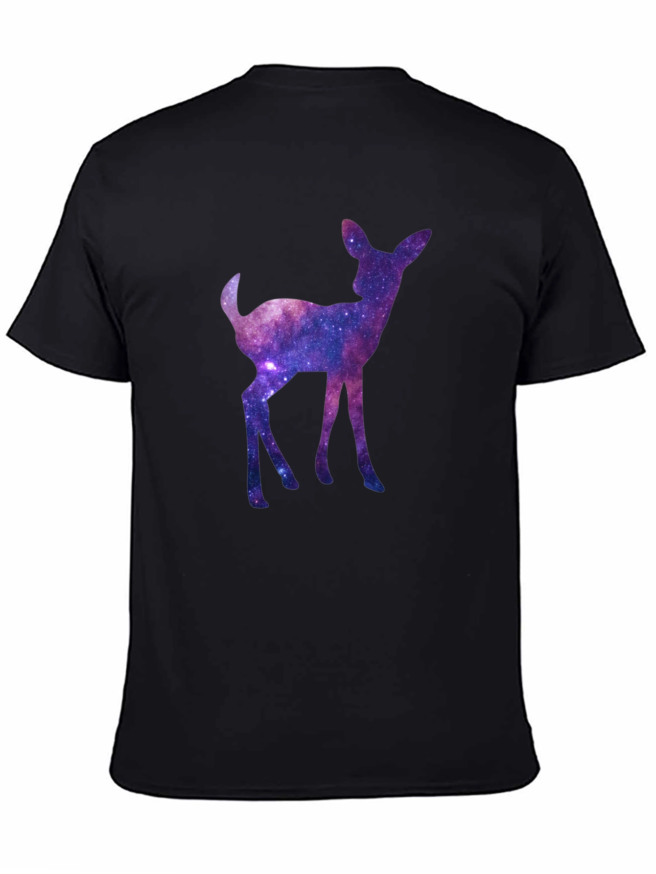 Black Galaxy Deer Graphic Tee - Cosmic Fawn T-Shirt view 4