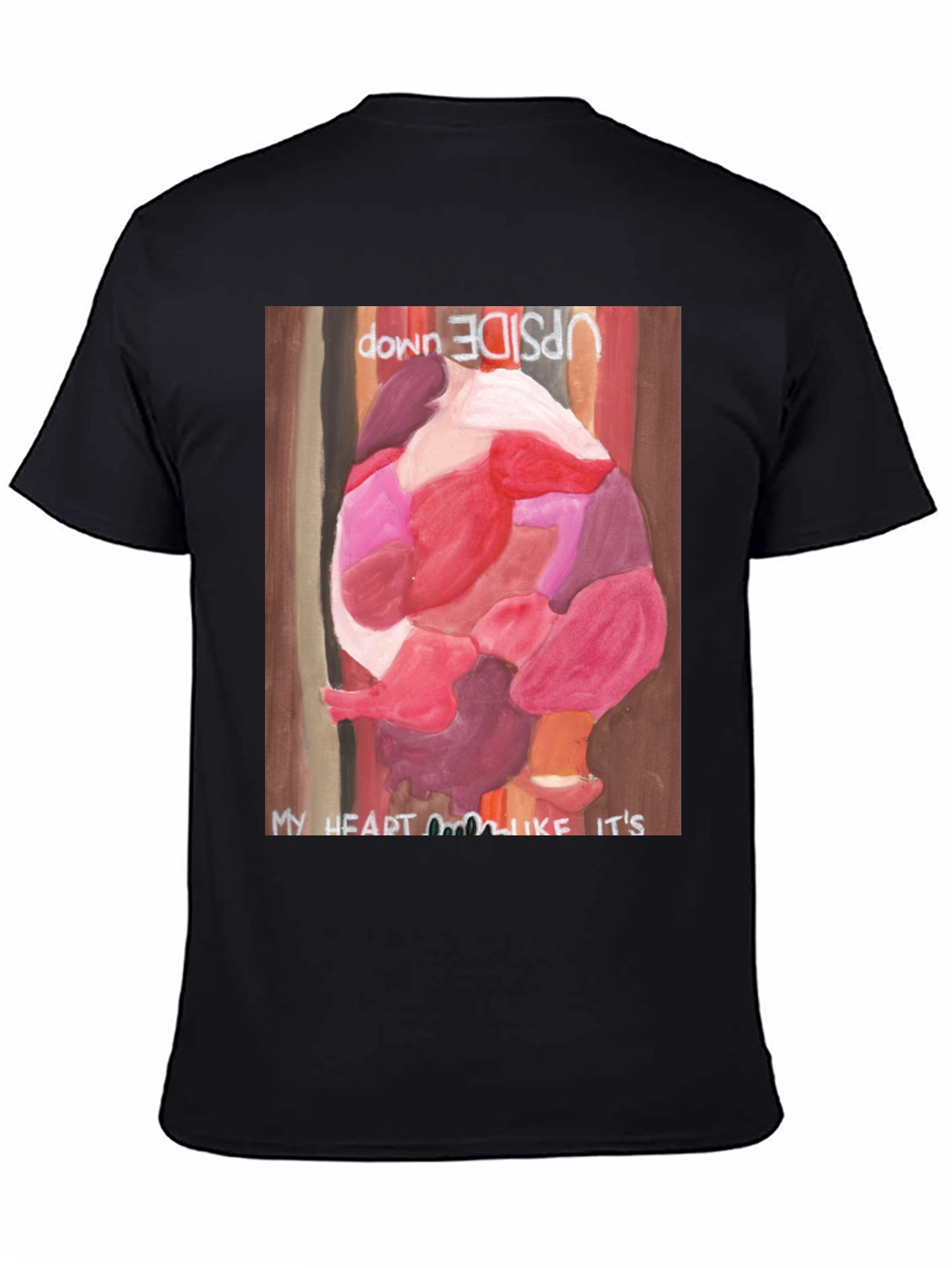 Black Upside Down Heart Graphic Tee view 4