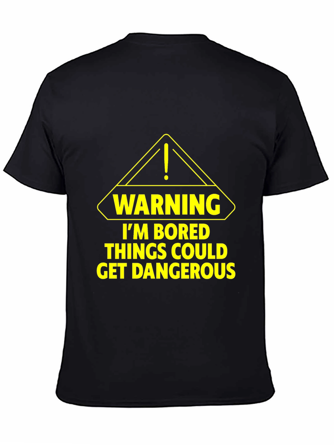 Black Warning: I'm Bored T-Shirt - Black Graphic Tee view 4