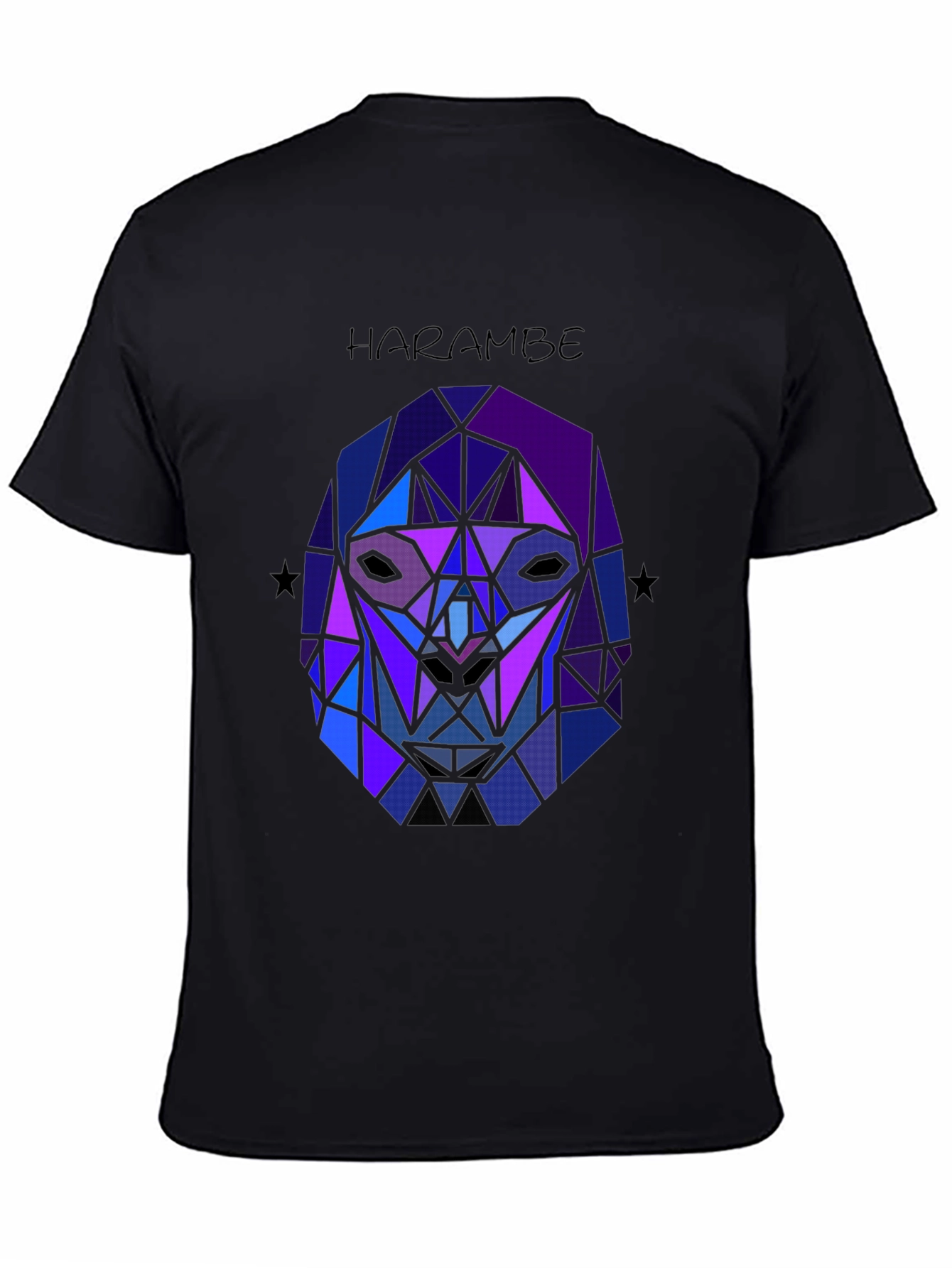 Black Harambe Graphic Tee - Geometric Gorilla Design view 4
