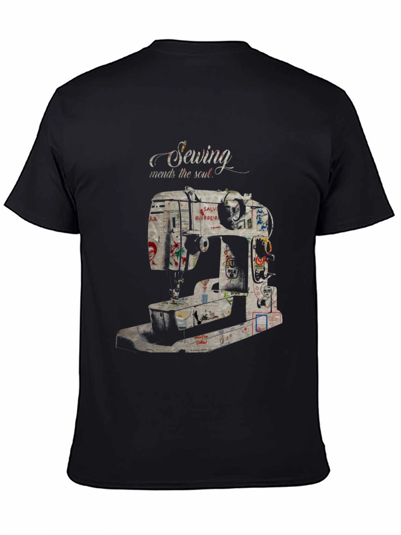 Black Sewing Mends the Soul Graphic Tee view 4
