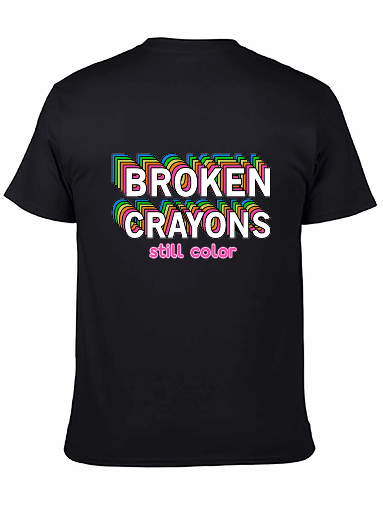 Black Broken Crayons Still Color Graphic T-Shirt view 4