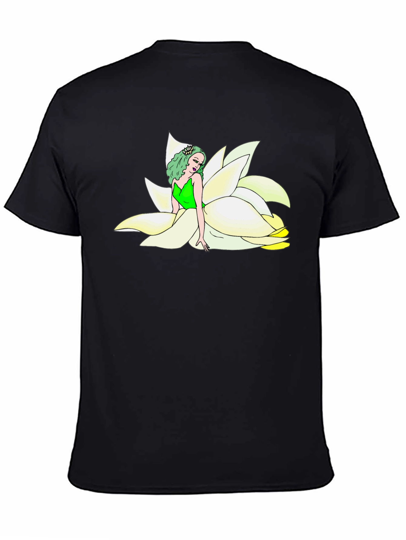 Black Floral Fairy T-Shirt - Unique Graphic Tee view 4