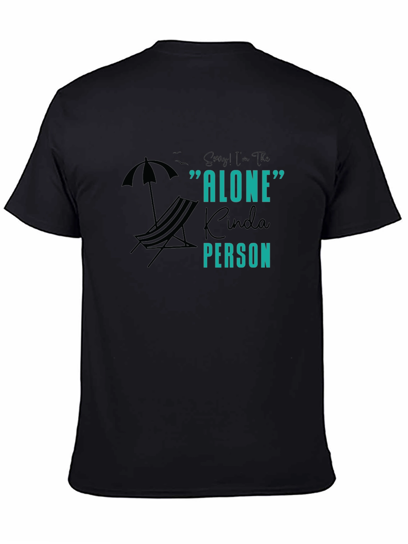 Black Alone Kinda Person Graphic Tee - Unisex Black T-Shirt view 4